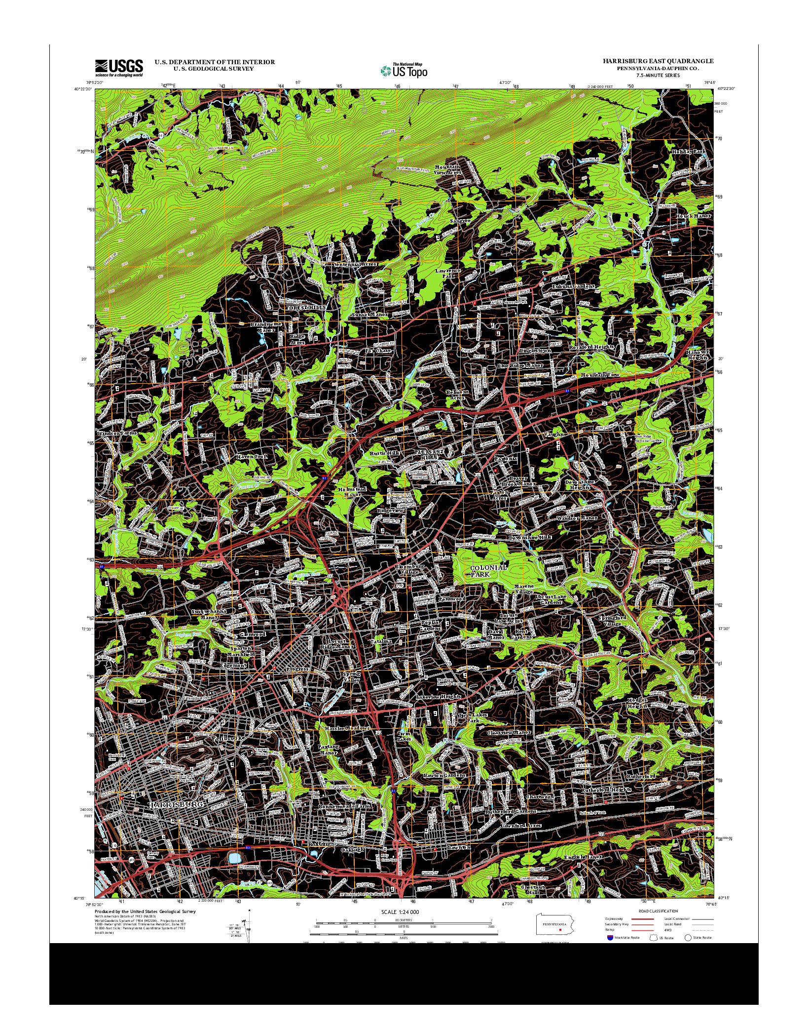 USGS US TOPO 7.5-MINUTE MAP FOR HARRISBURG EAST, PA 2013