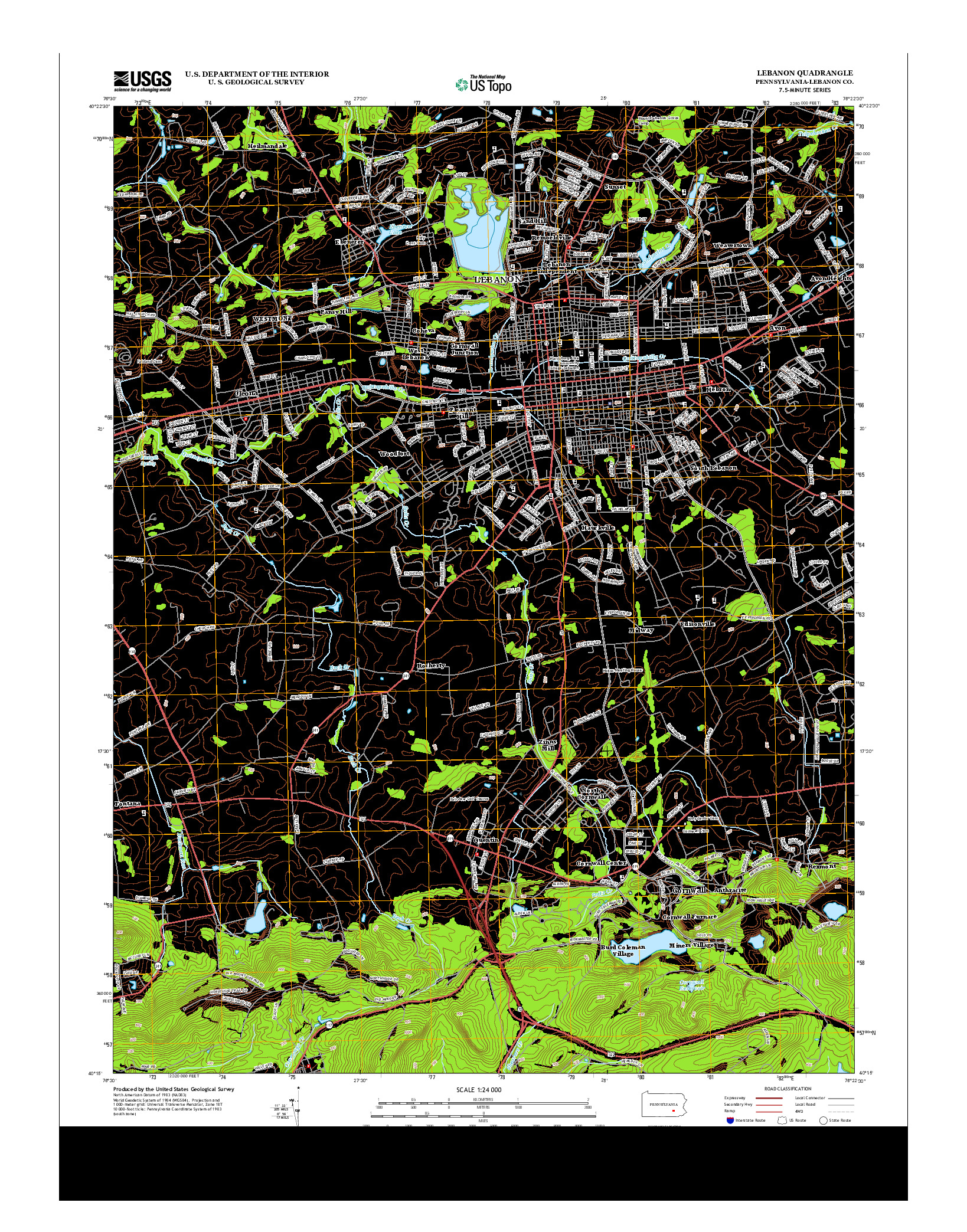 USGS US TOPO 7.5-MINUTE MAP FOR LEBANON, PA 2013