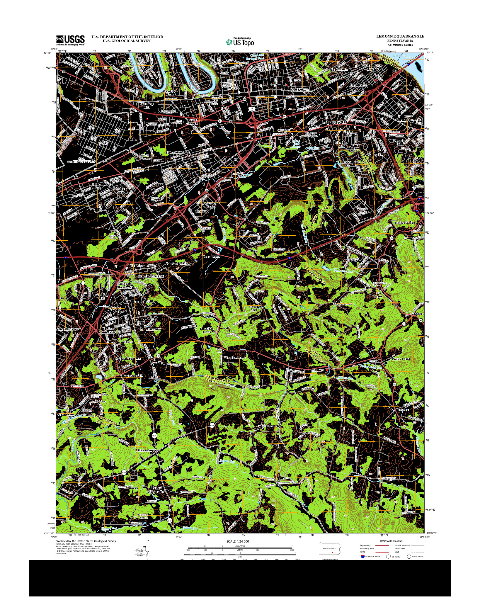 USGS US TOPO 7.5-MINUTE MAP FOR LEMOYNE, PA 2013