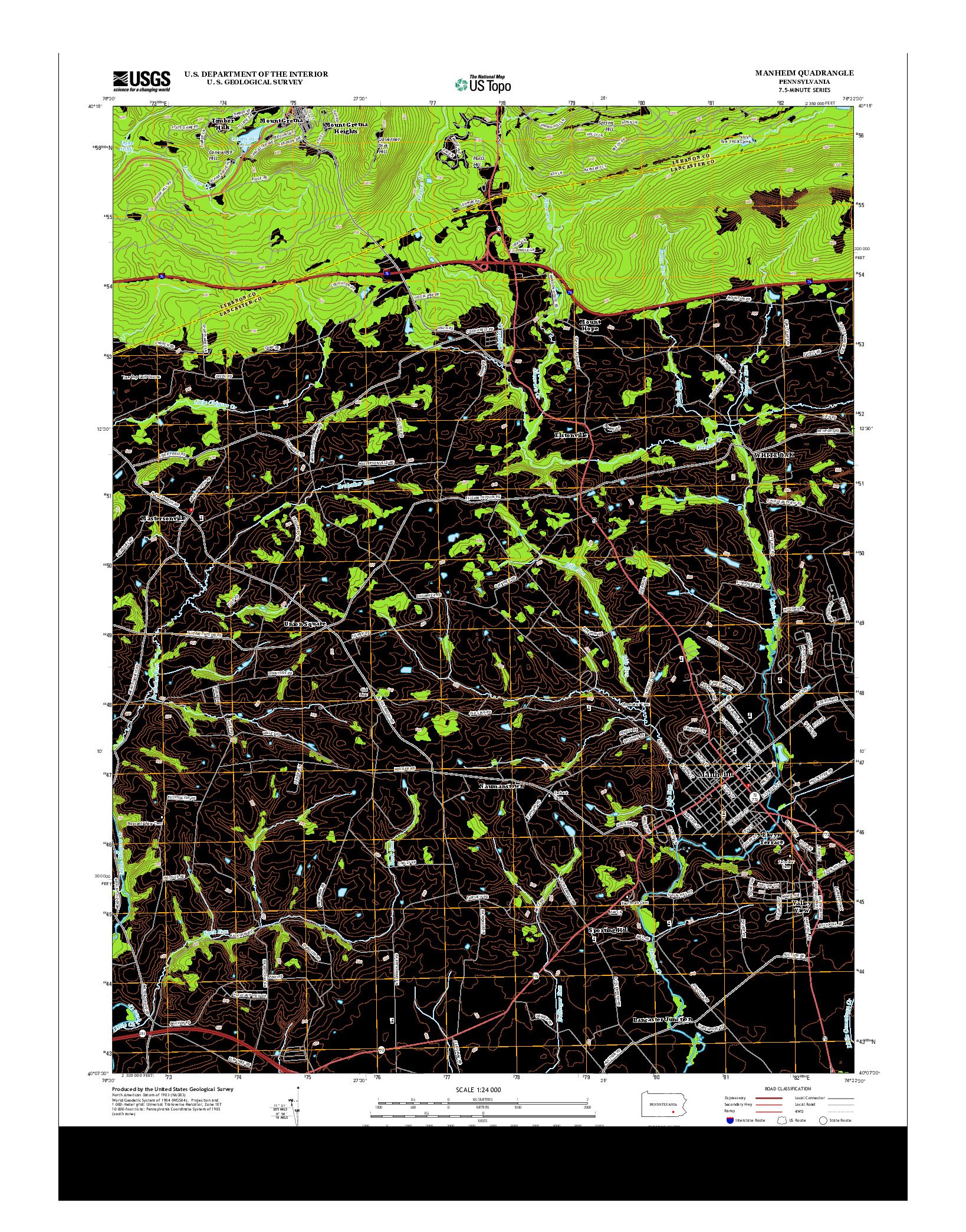 USGS US TOPO 7.5-MINUTE MAP FOR MANHEIM, PA 2013