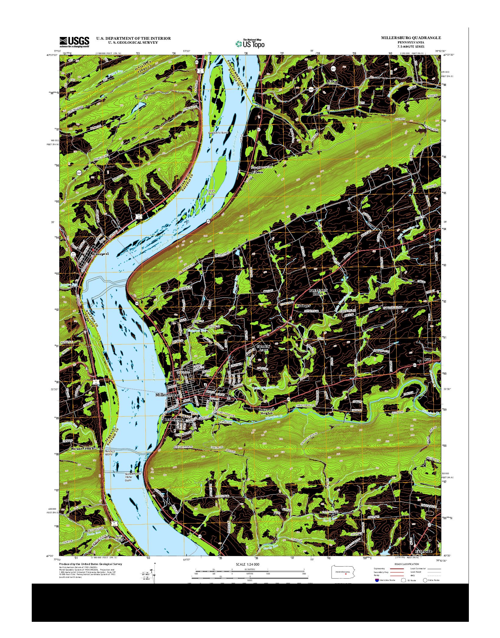 USGS US TOPO 7.5-MINUTE MAP FOR MILLERSBURG, PA 2013