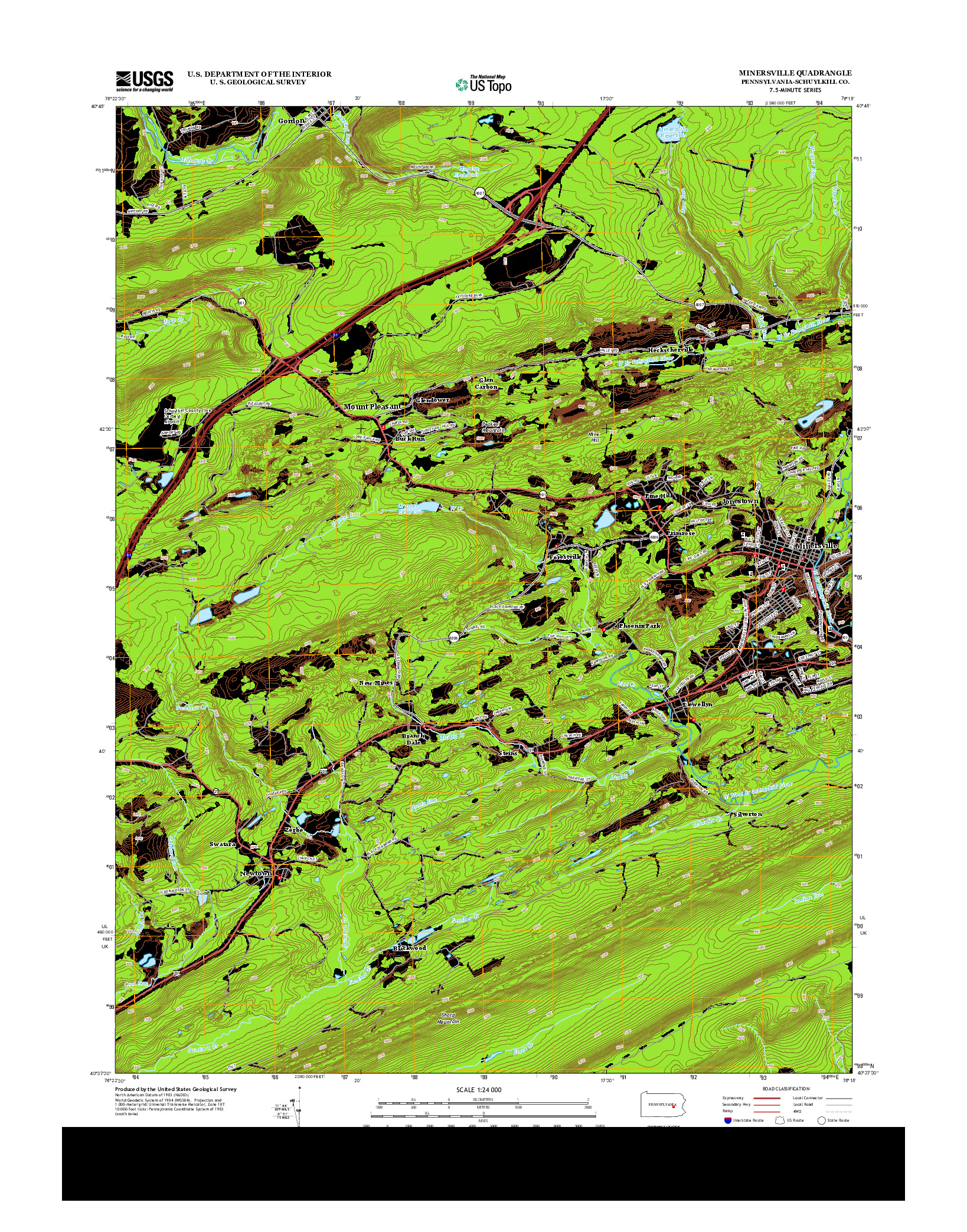 USGS US TOPO 7.5-MINUTE MAP FOR MINERSVILLE, PA 2013