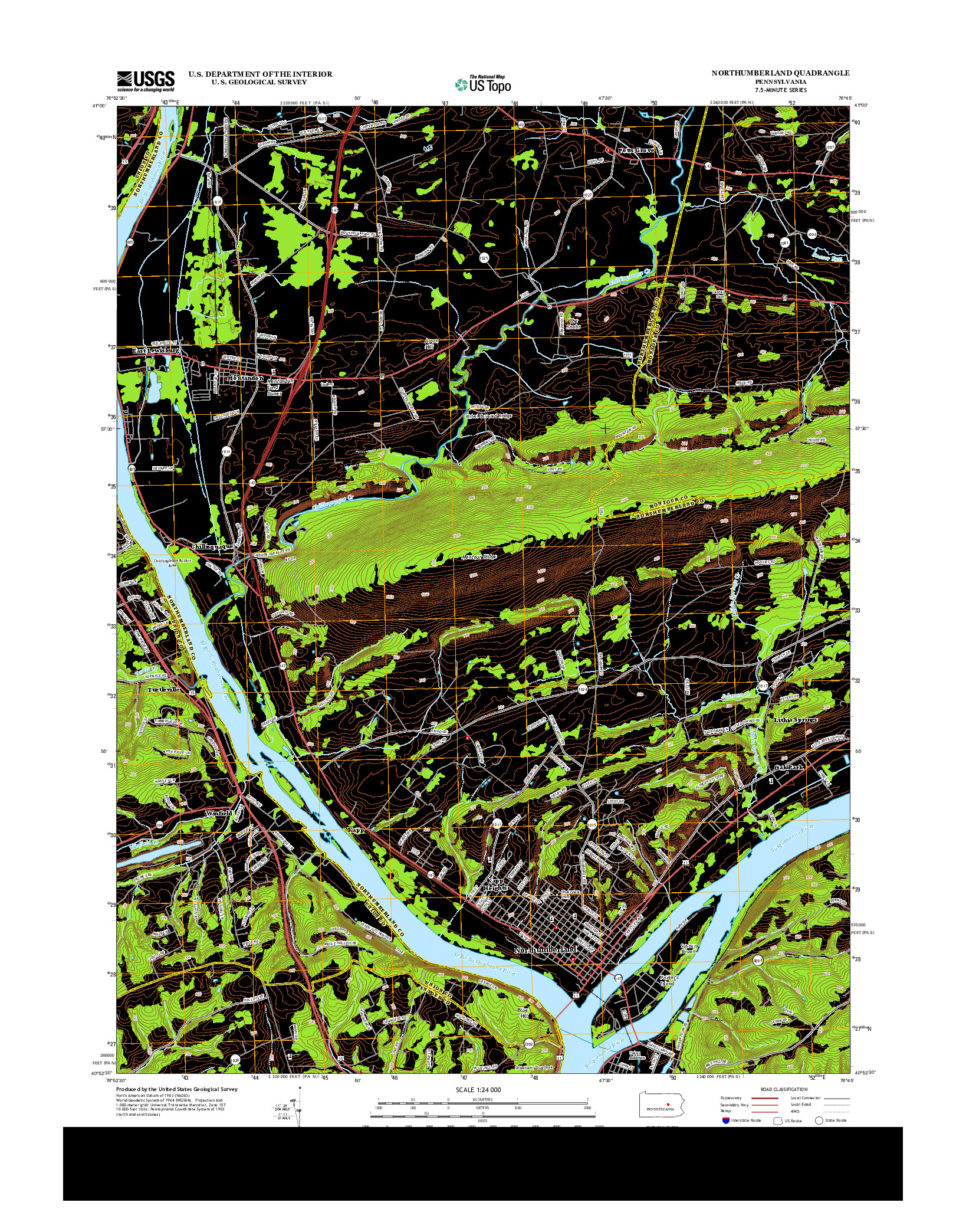 USGS US TOPO 7.5-MINUTE MAP FOR NORTHUMBERLAND, PA 2013