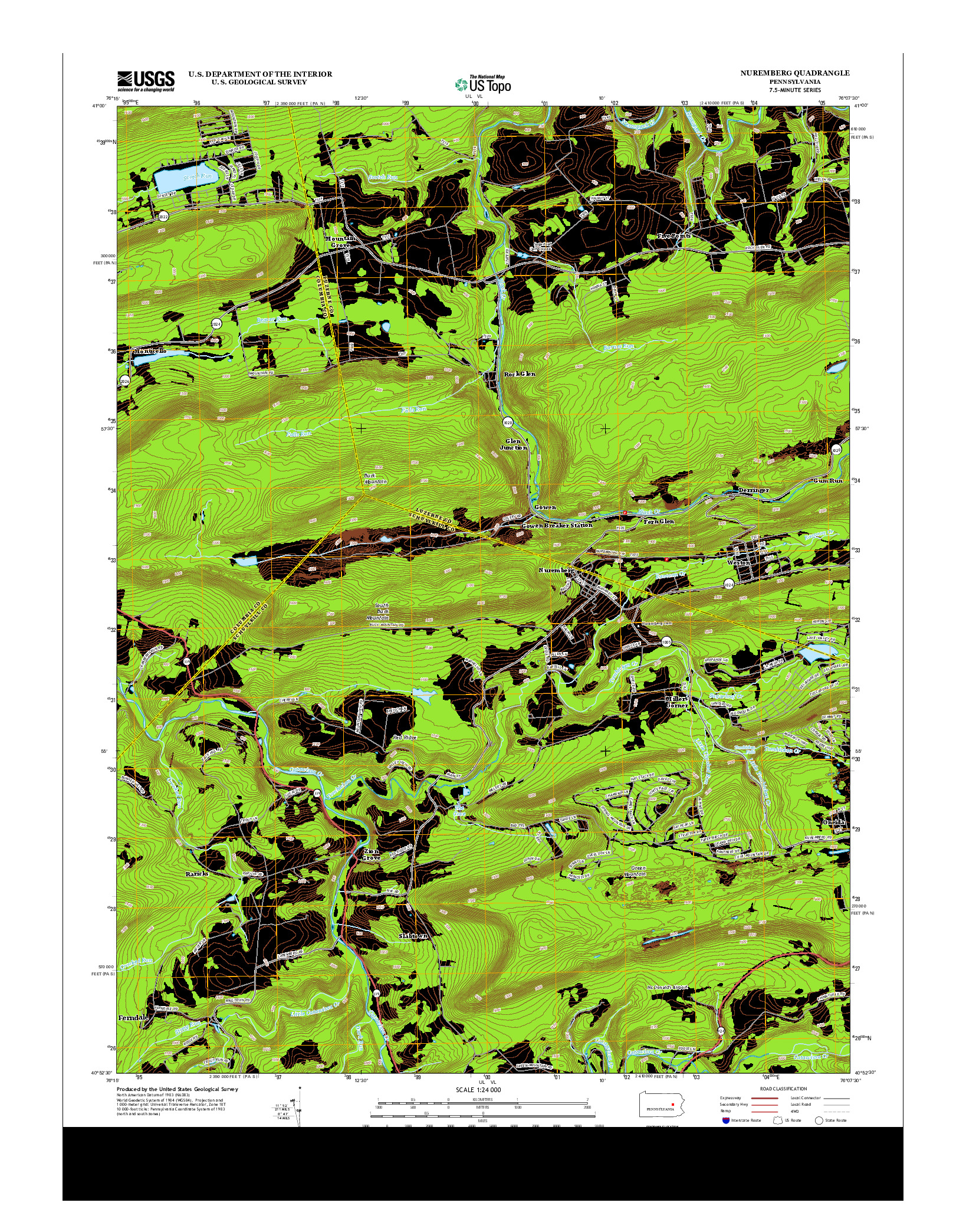 USGS US TOPO 7.5-MINUTE MAP FOR NUREMBERG, PA 2013