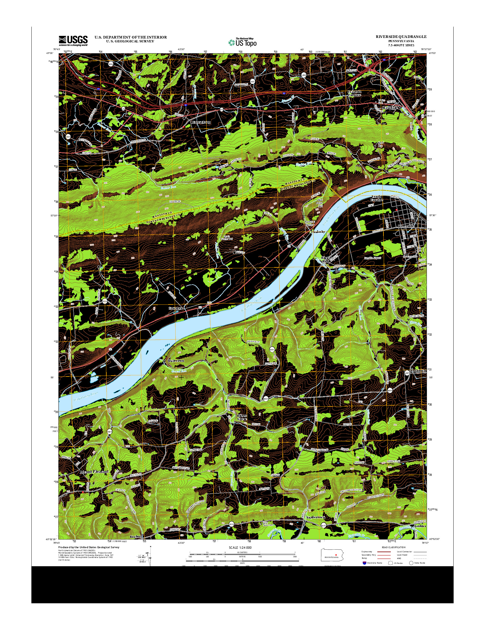 USGS US TOPO 7.5-MINUTE MAP FOR RIVERSIDE, PA 2013