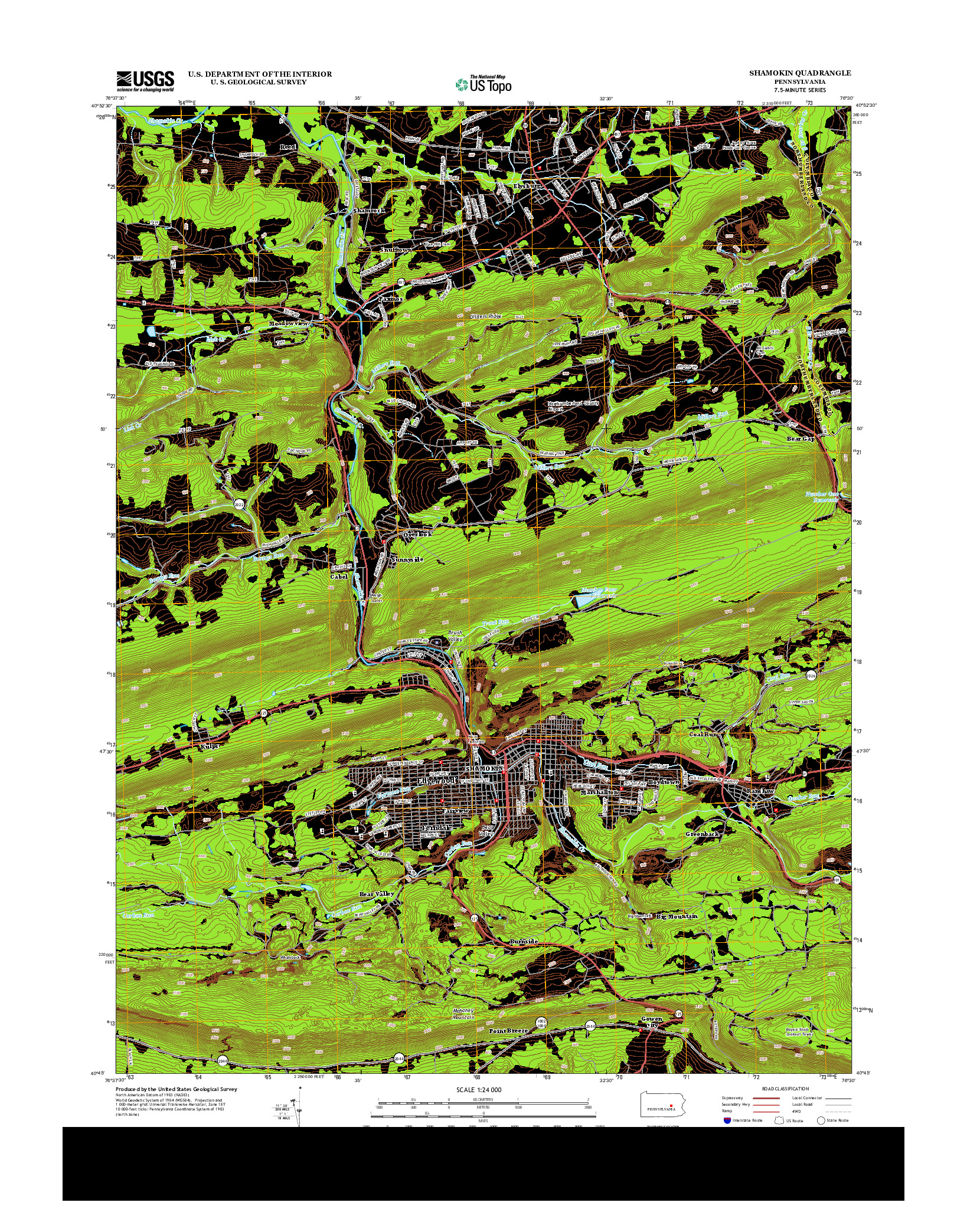 USGS US TOPO 7.5-MINUTE MAP FOR SHAMOKIN, PA 2013