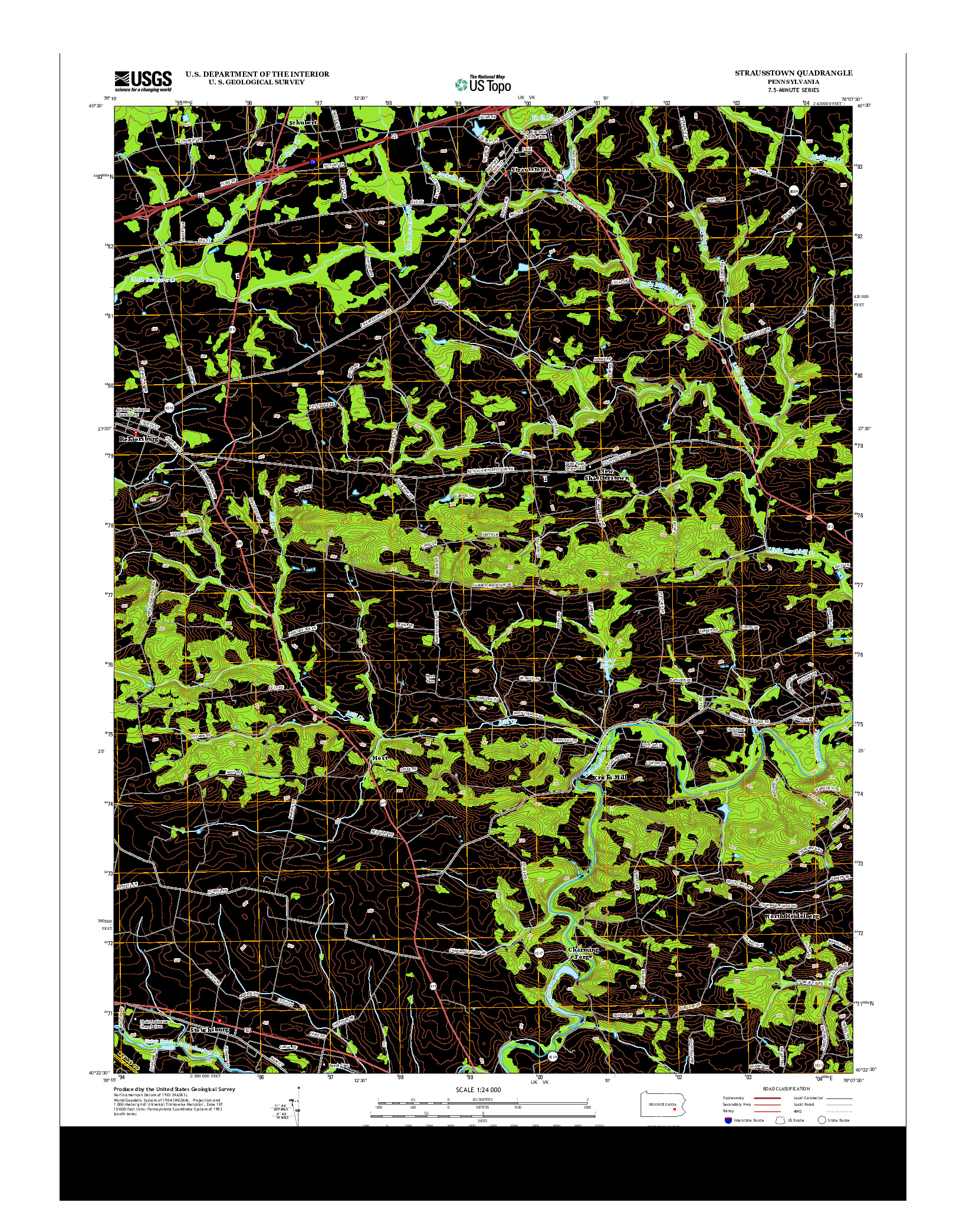 USGS US TOPO 7.5-MINUTE MAP FOR STRAUSSTOWN, PA 2013