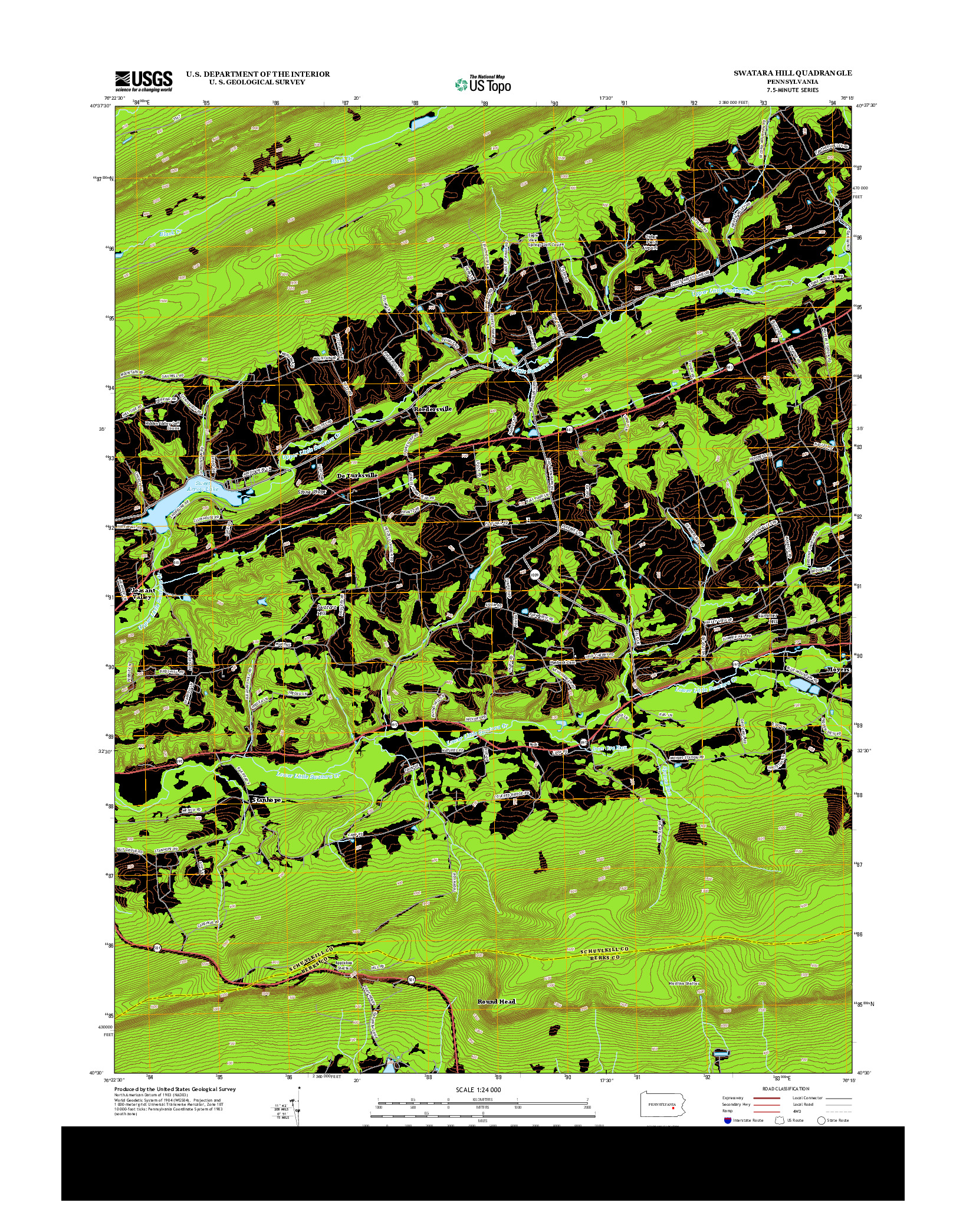 USGS US TOPO 7.5-MINUTE MAP FOR SWATARA HILL, PA 2013