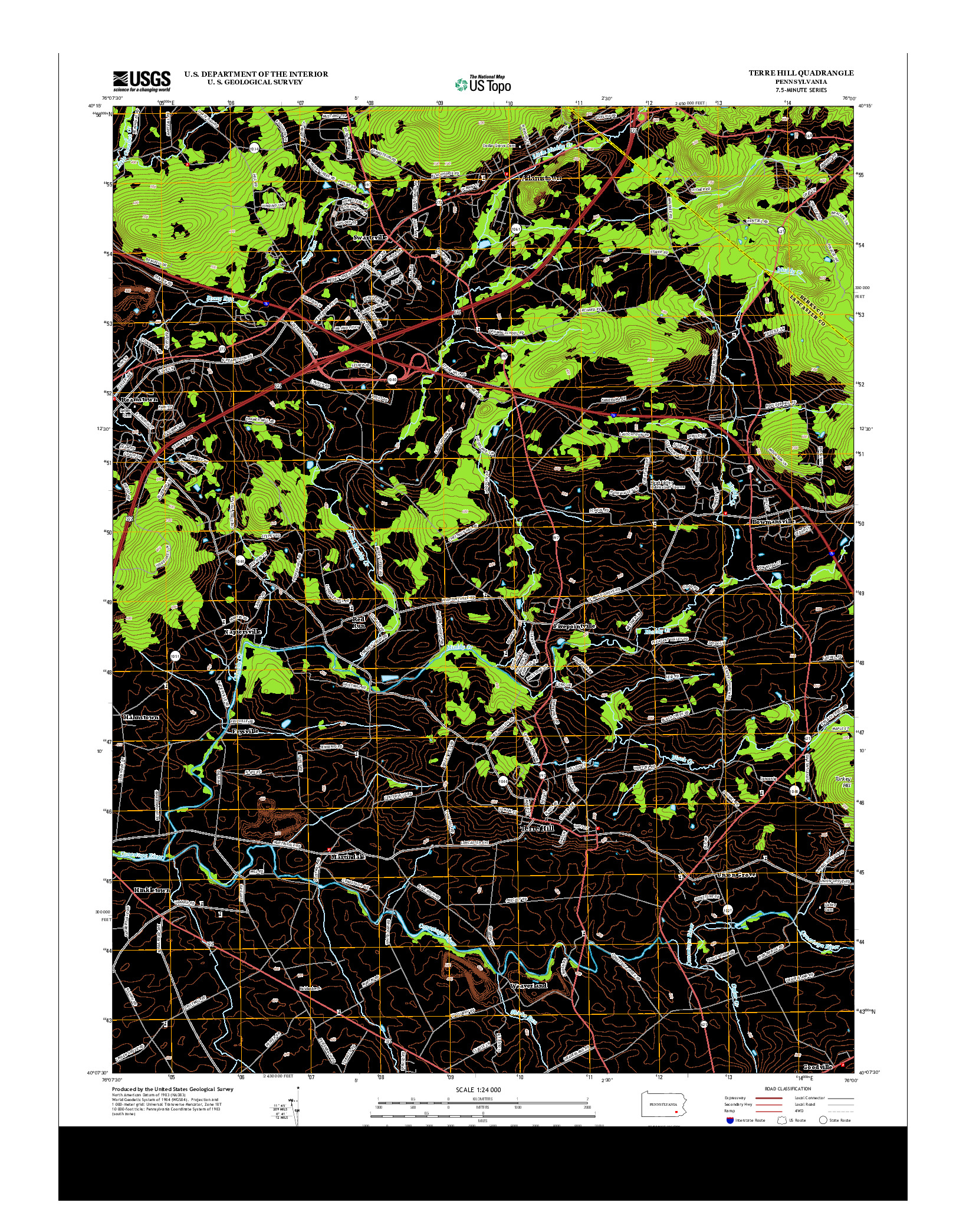 USGS US TOPO 7.5-MINUTE MAP FOR TERRE HILL, PA 2013