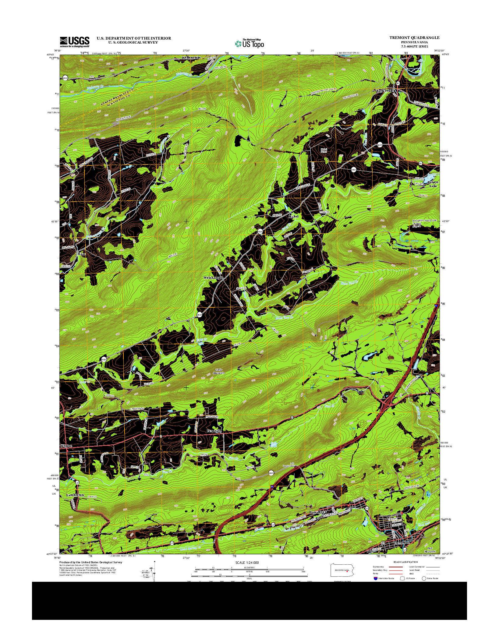 USGS US TOPO 7.5-MINUTE MAP FOR TREMONT, PA 2013