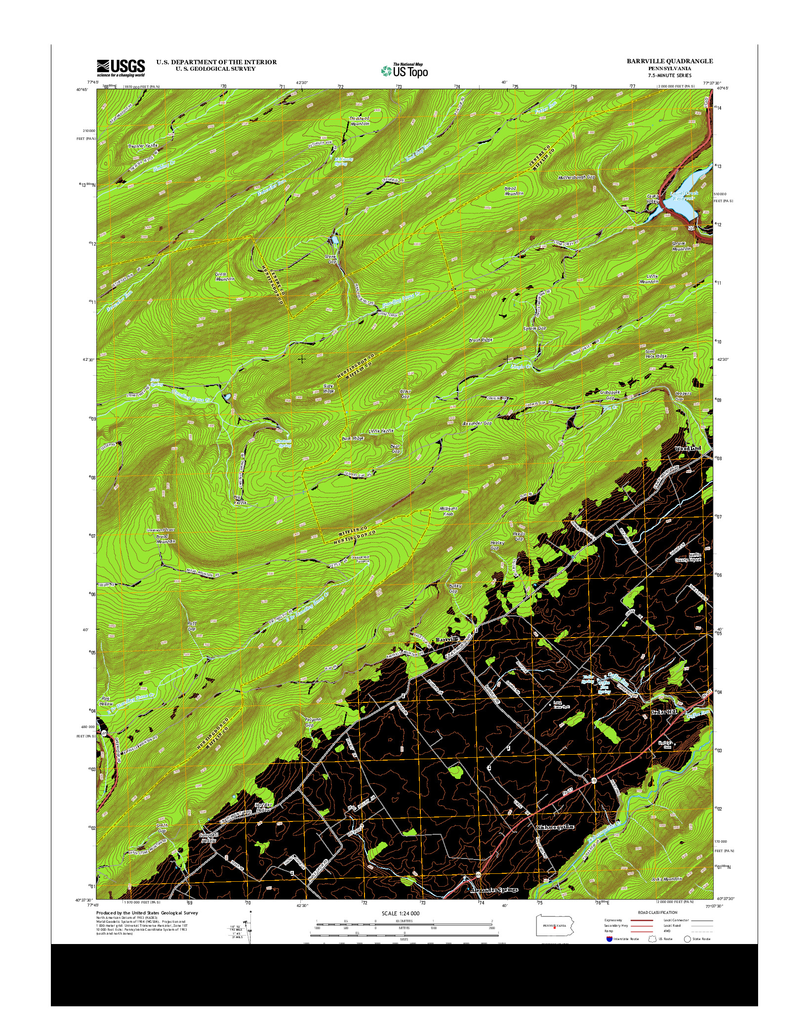 USGS US TOPO 7.5-MINUTE MAP FOR BARRVILLE, PA 2013