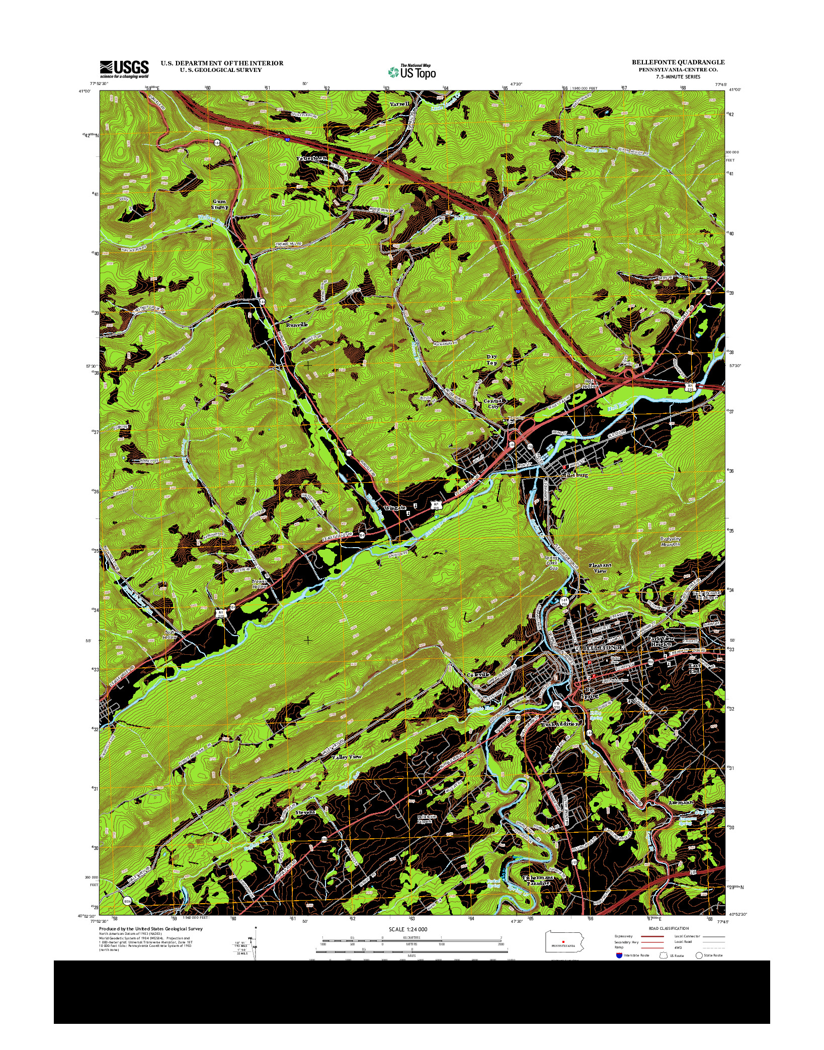 USGS US TOPO 7.5-MINUTE MAP FOR BELLEFONTE, PA 2013