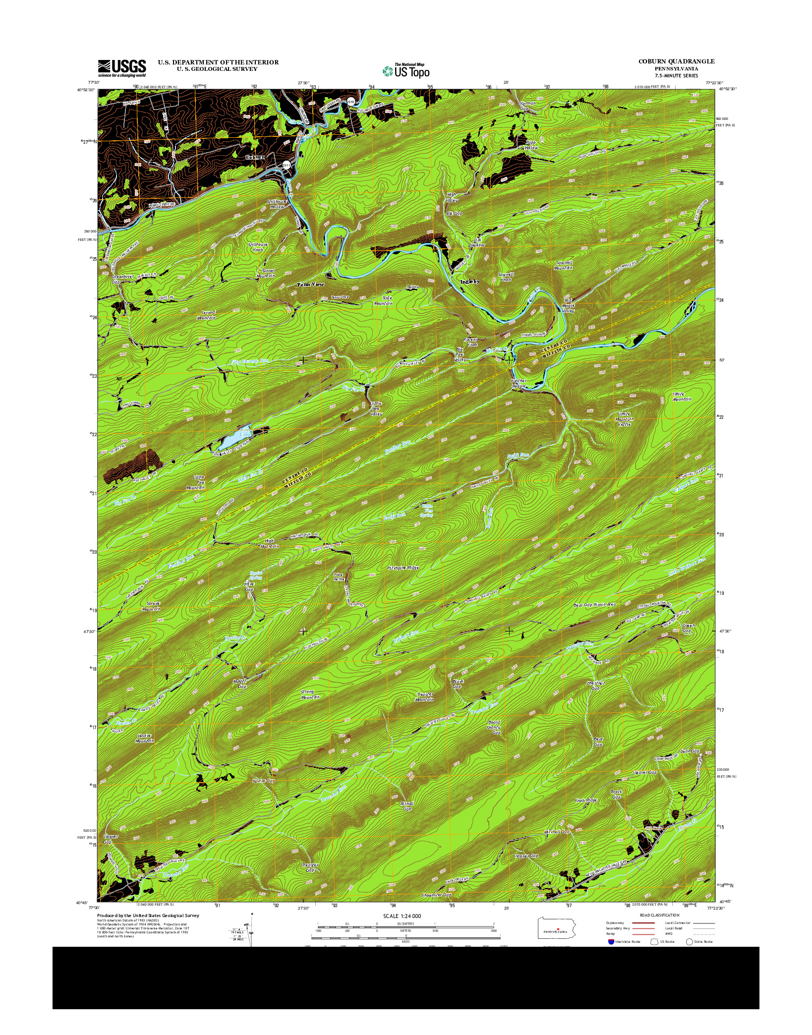 USGS US TOPO 7.5-MINUTE MAP FOR COBURN, PA 2013