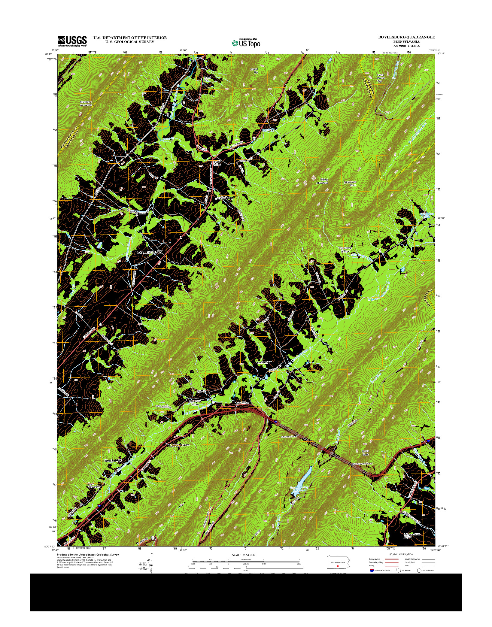 USGS US TOPO 7.5-MINUTE MAP FOR DOYLESBURG, PA 2013