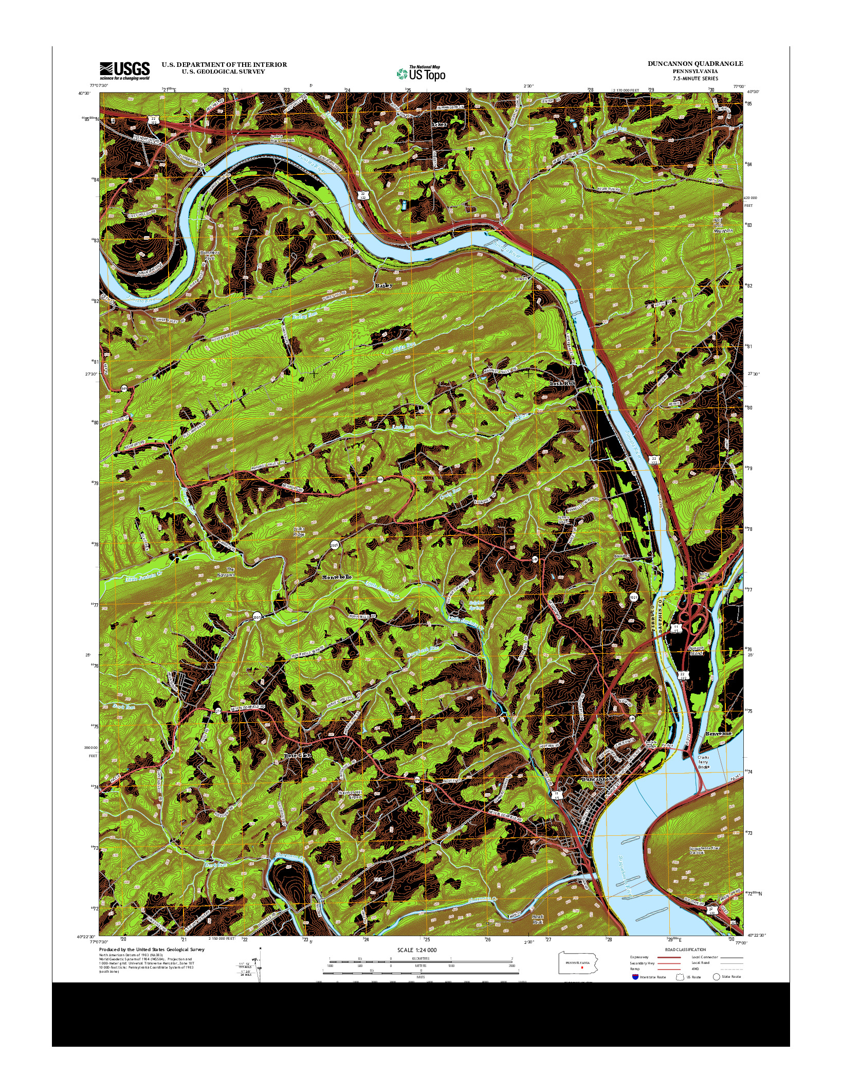 USGS US TOPO 7.5-MINUTE MAP FOR DUNCANNON, PA 2013