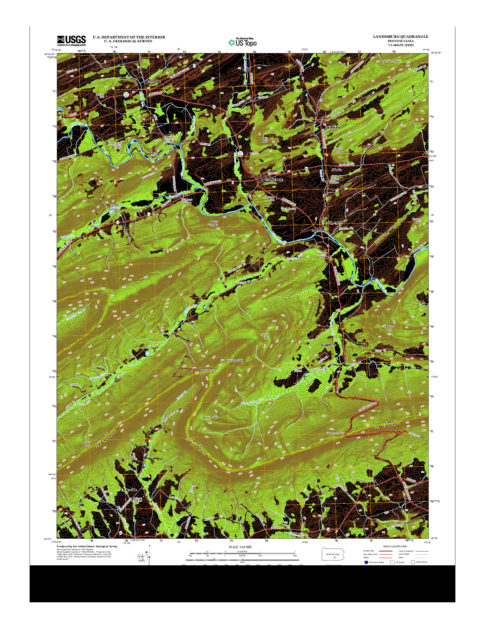 USGS US TOPO 7.5-MINUTE MAP FOR LANDISBURG, PA 2013