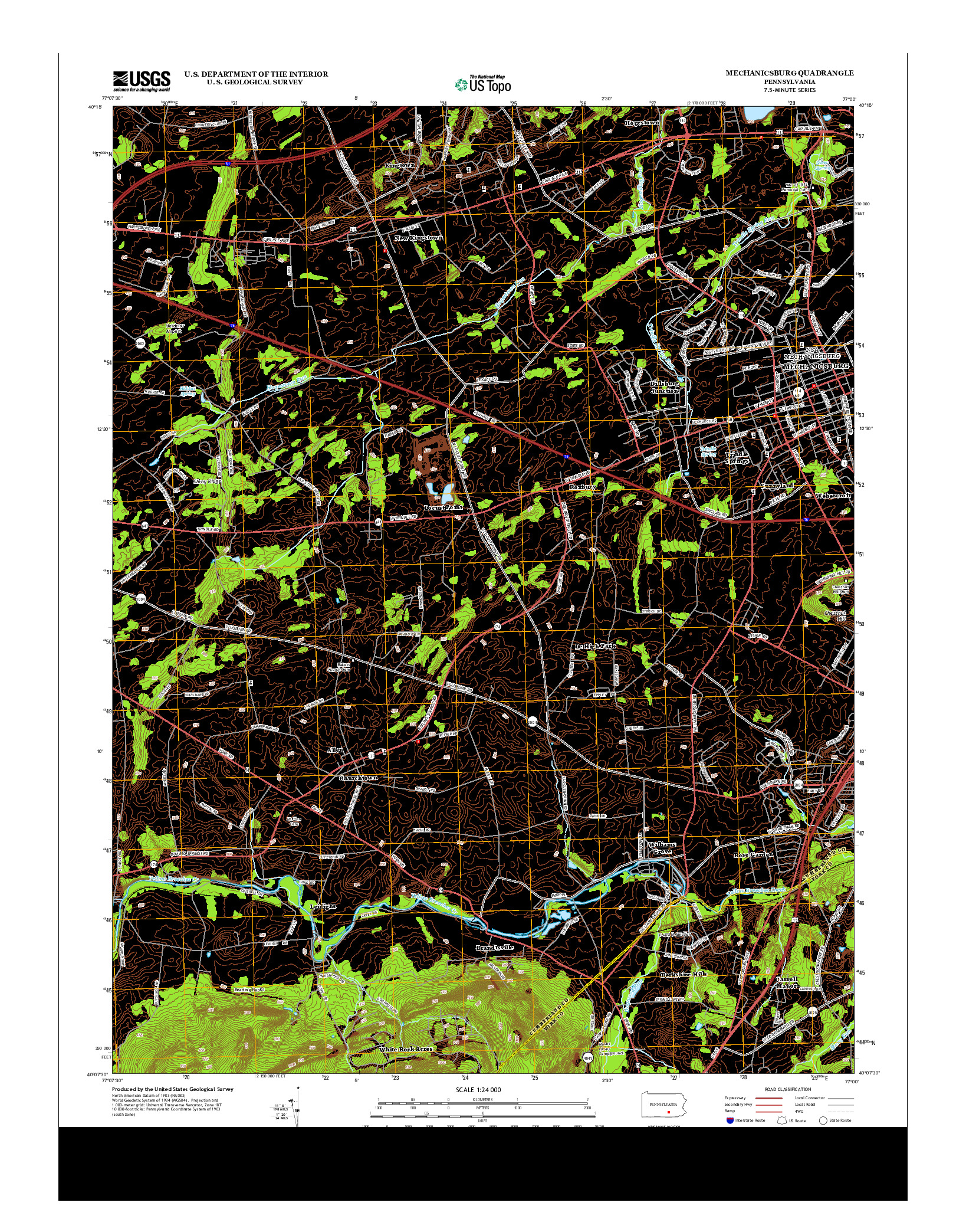 USGS US TOPO 7.5-MINUTE MAP FOR MECHANICSBURG, PA 2013