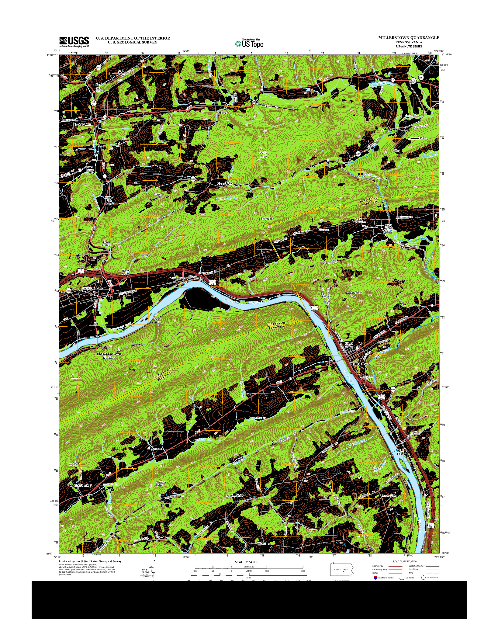USGS US TOPO 7.5-MINUTE MAP FOR MILLERSTOWN, PA 2013