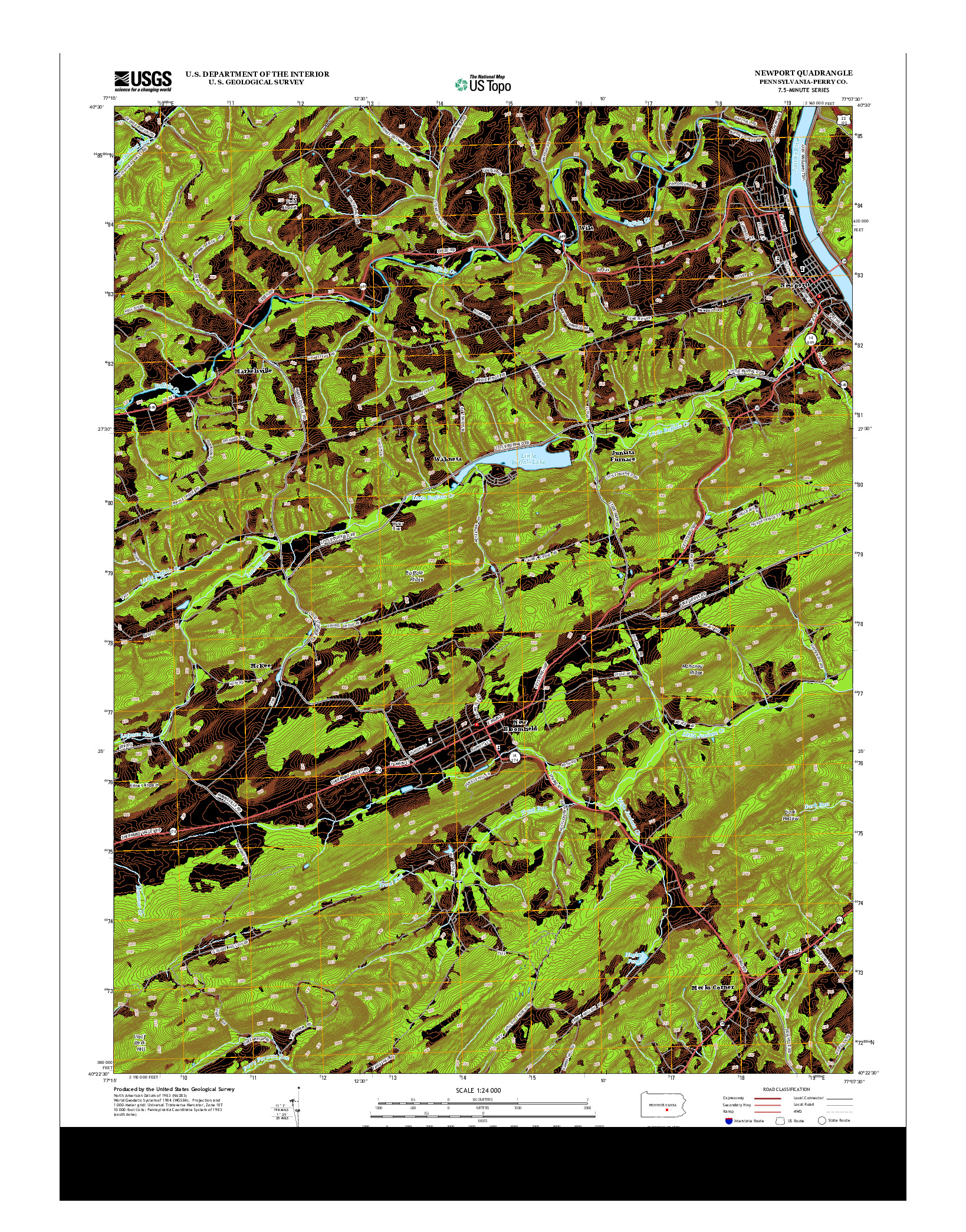 USGS US TOPO 7.5-MINUTE MAP FOR NEWPORT, PA 2013