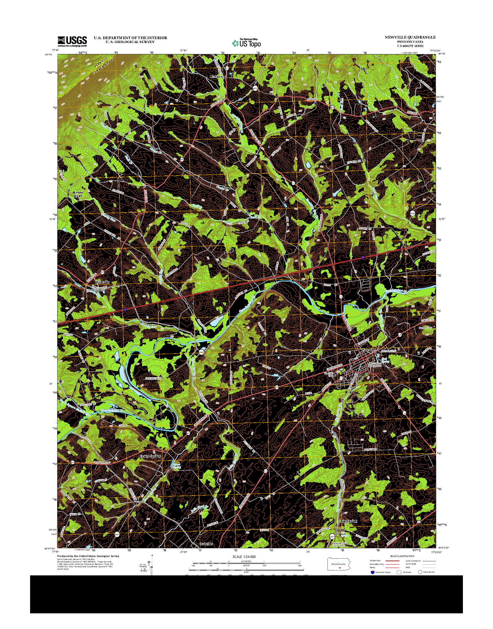 USGS US TOPO 7.5-MINUTE MAP FOR NEWVILLE, PA 2013