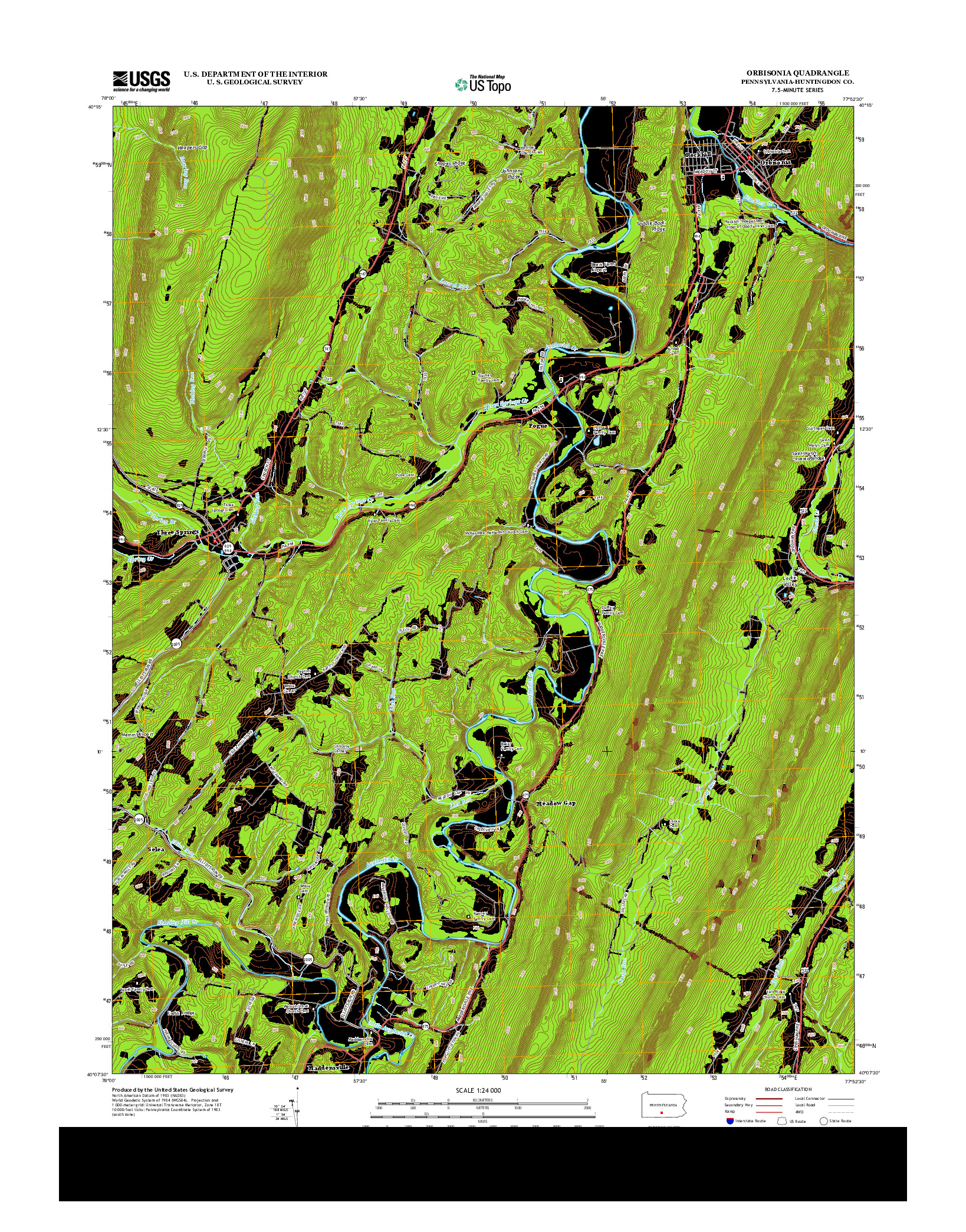 USGS US TOPO 7.5-MINUTE MAP FOR ORBISONIA, PA 2013