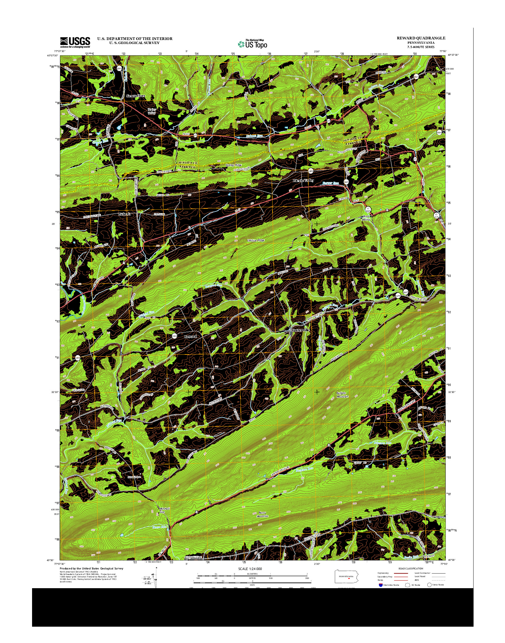 USGS US TOPO 7.5-MINUTE MAP FOR REWARD, PA 2013