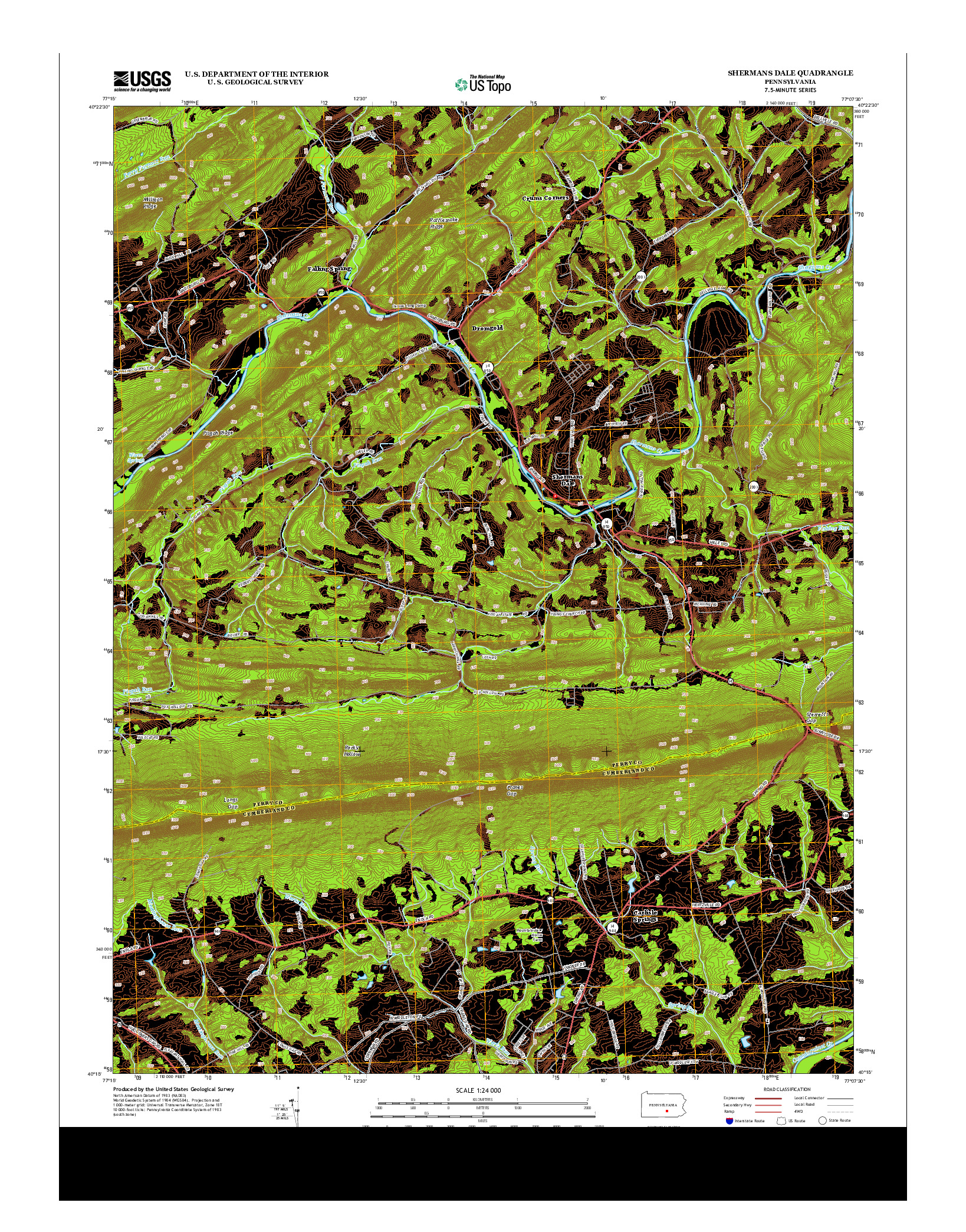 USGS US TOPO 7.5-MINUTE MAP FOR SHERMANS DALE, PA 2013