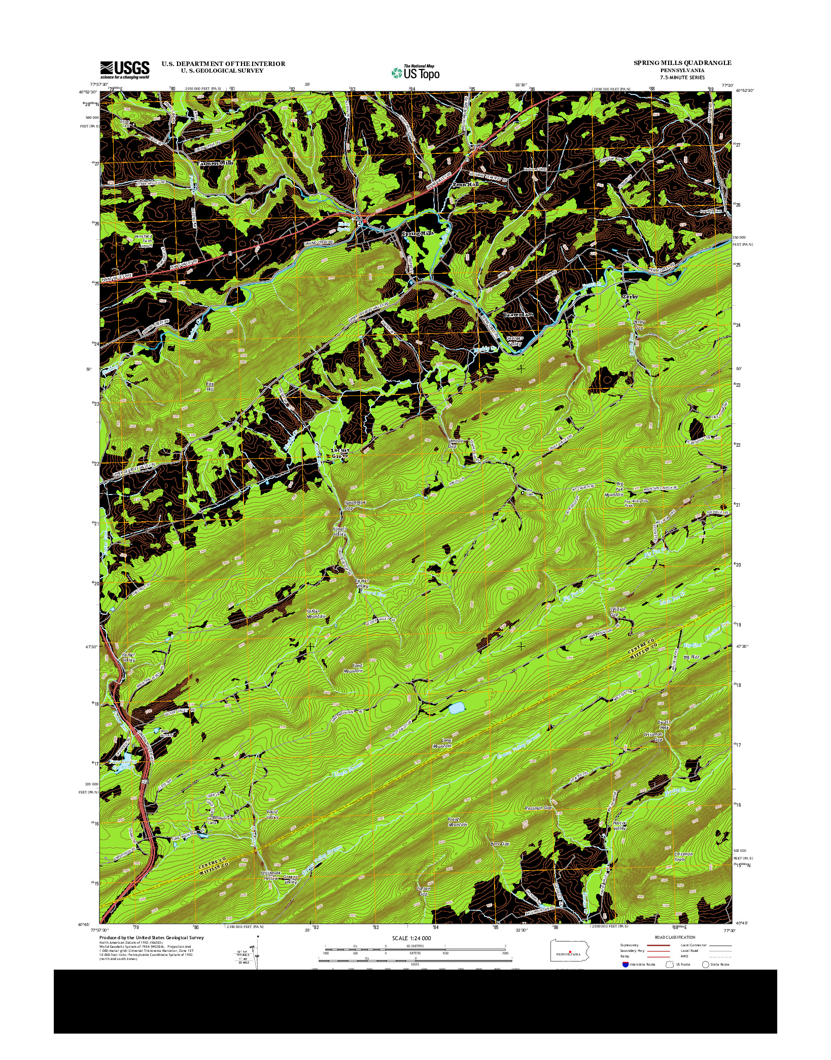 USGS US TOPO 7.5-MINUTE MAP FOR SPRING MILLS, PA 2013