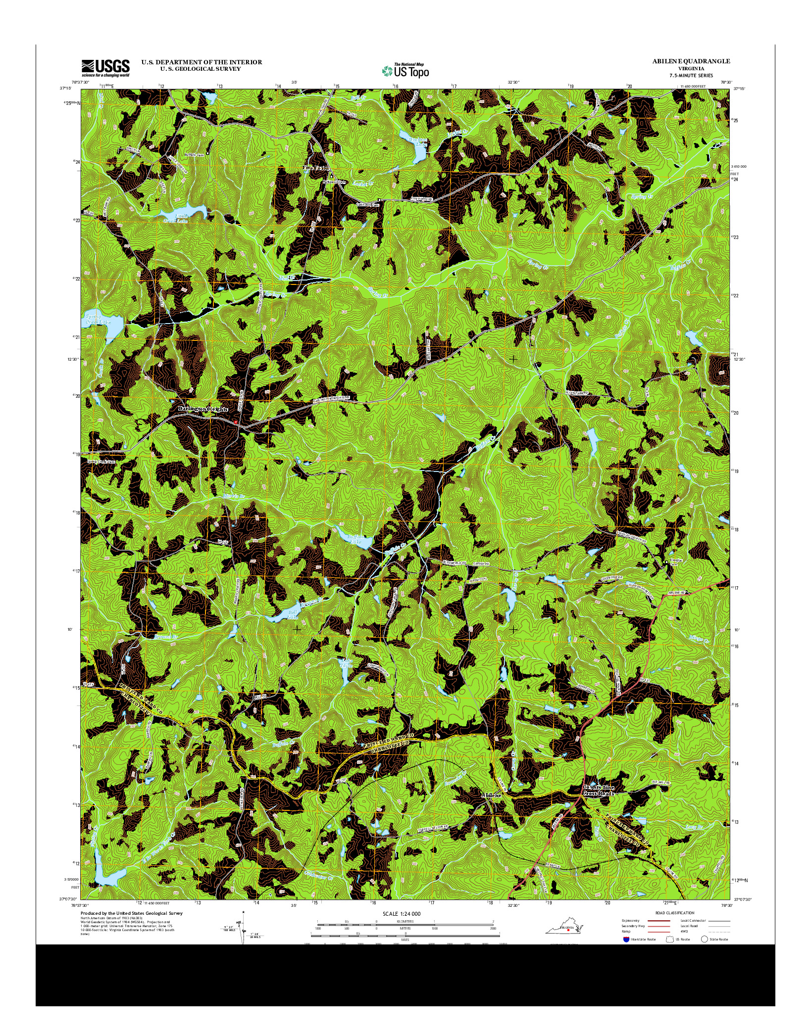 USGS US TOPO 7.5-MINUTE MAP FOR ABILENE, VA 2013