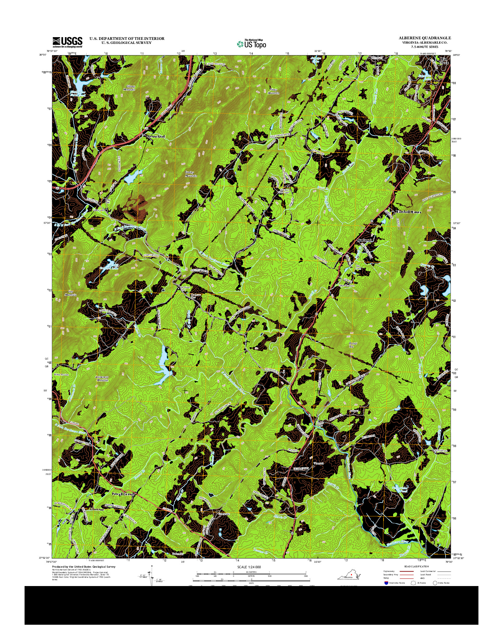 USGS US TOPO 7.5-MINUTE MAP FOR ALBERENE, VA 2013