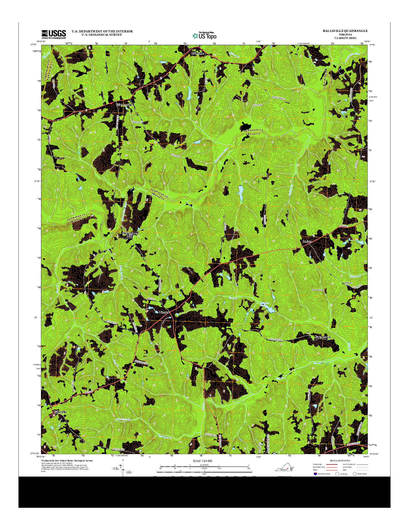 USGS US TOPO 7.5-MINUTE MAP FOR BALLSVILLE, VA 2013
