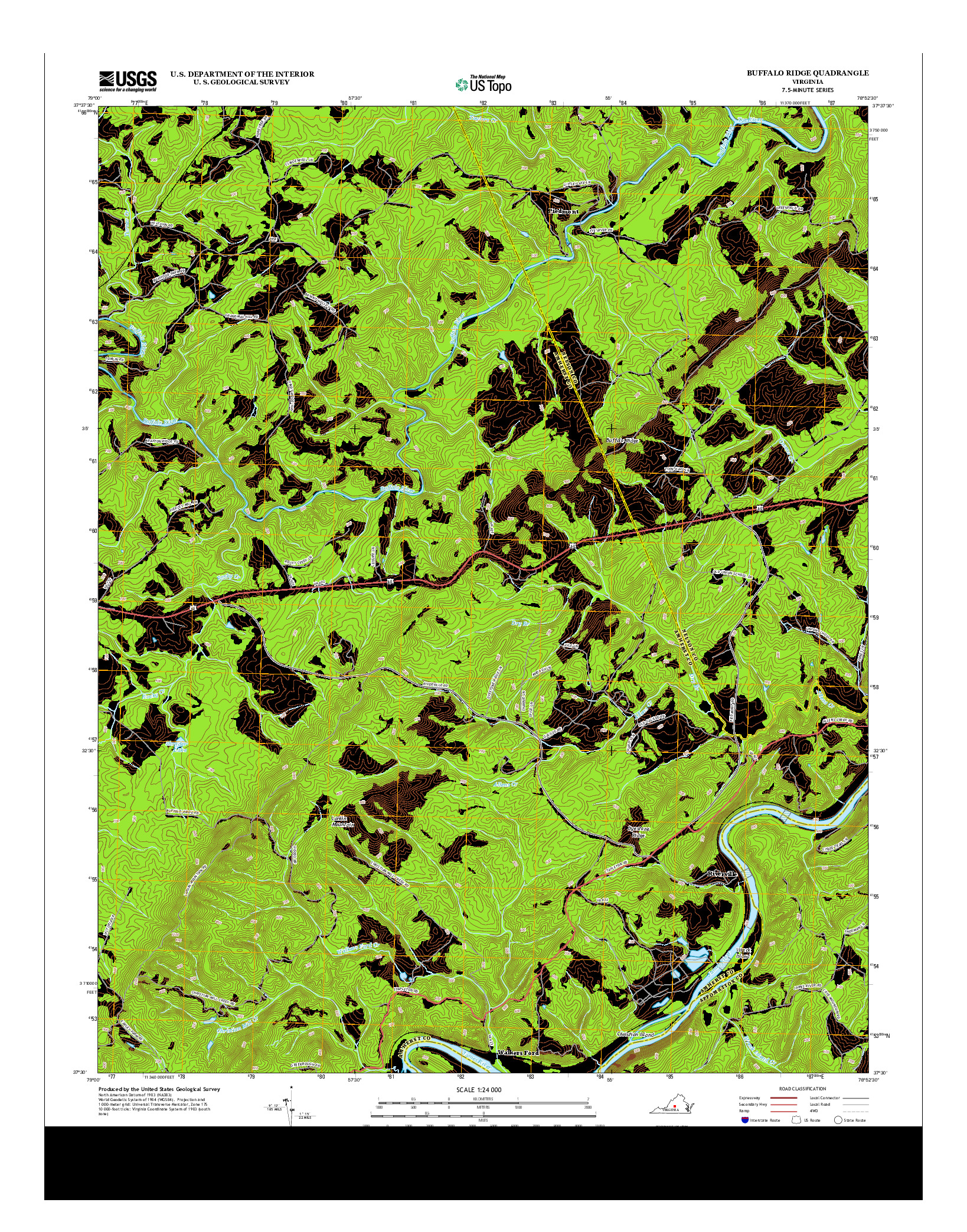USGS US TOPO 7.5-MINUTE MAP FOR BUFFALO RIDGE, VA 2013