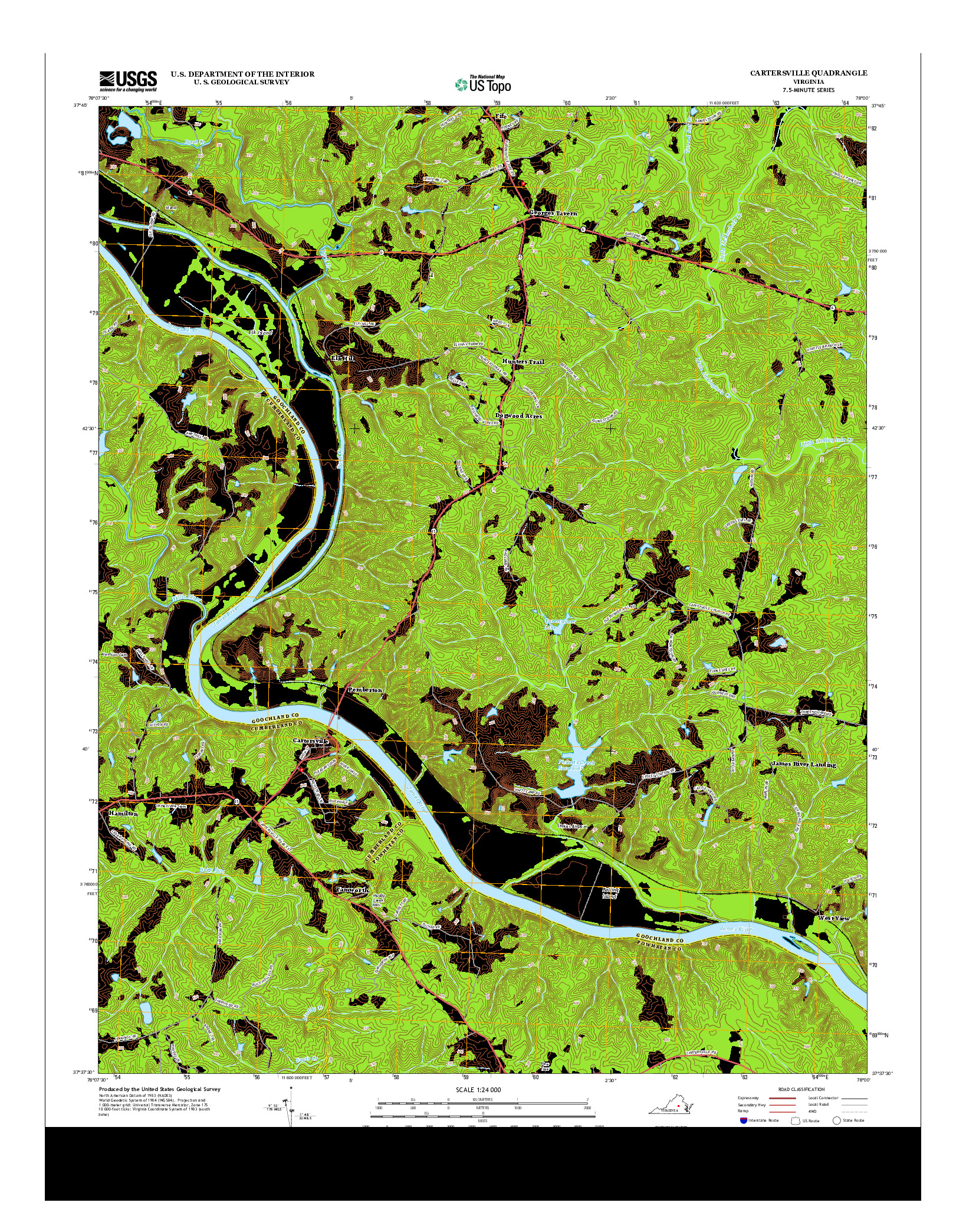 USGS US TOPO 7.5-MINUTE MAP FOR CARTERSVILLE, VA 2013