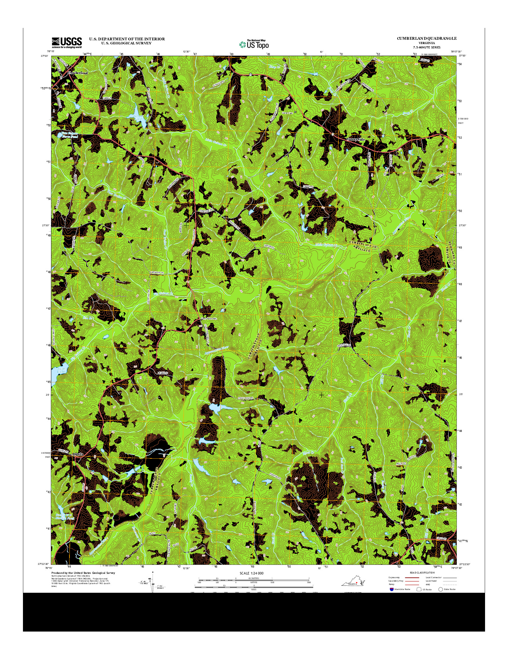USGS US TOPO 7.5-MINUTE MAP FOR CUMBERLAND, VA 2013