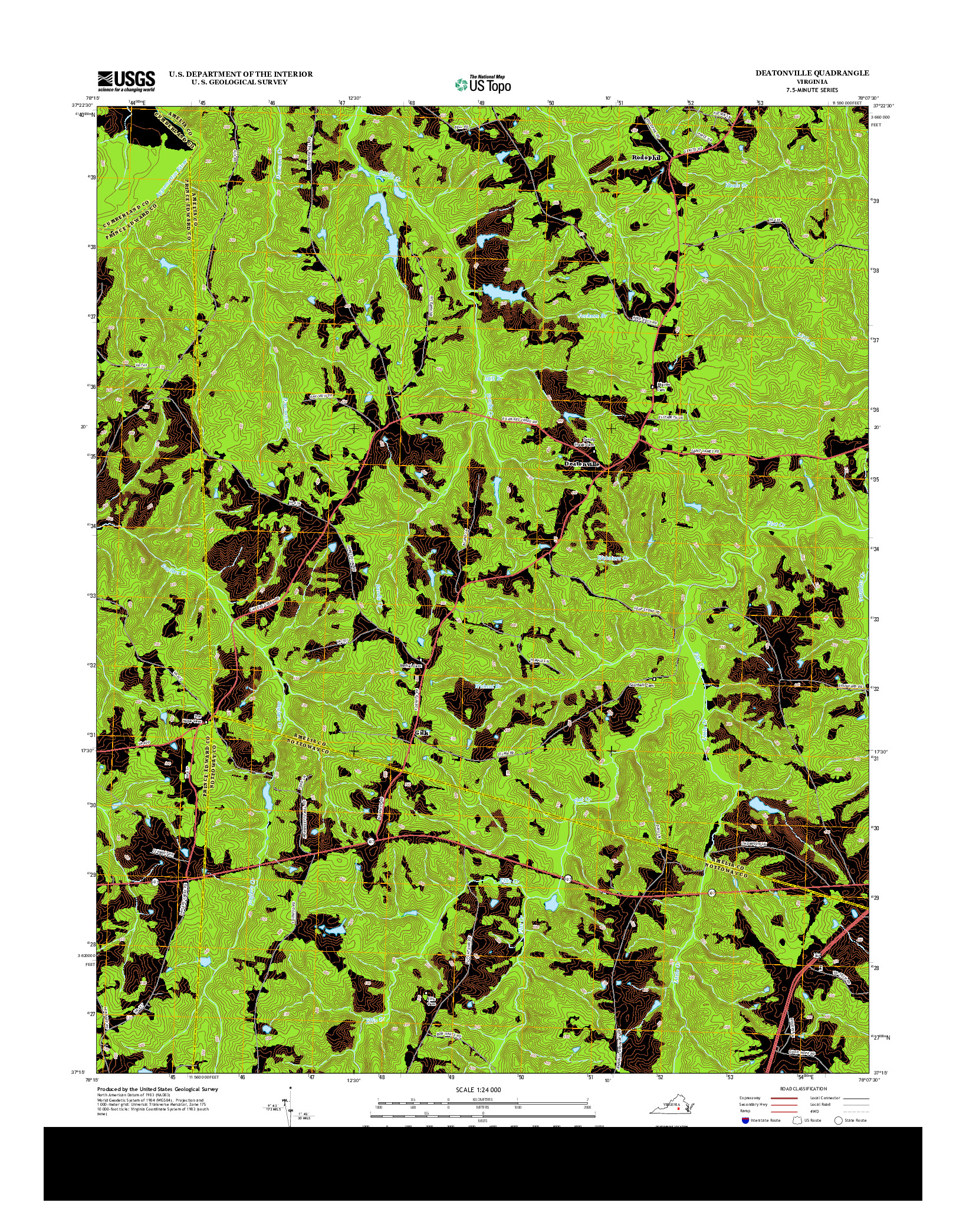 USGS US TOPO 7.5-MINUTE MAP FOR DEATONVILLE, VA 2013