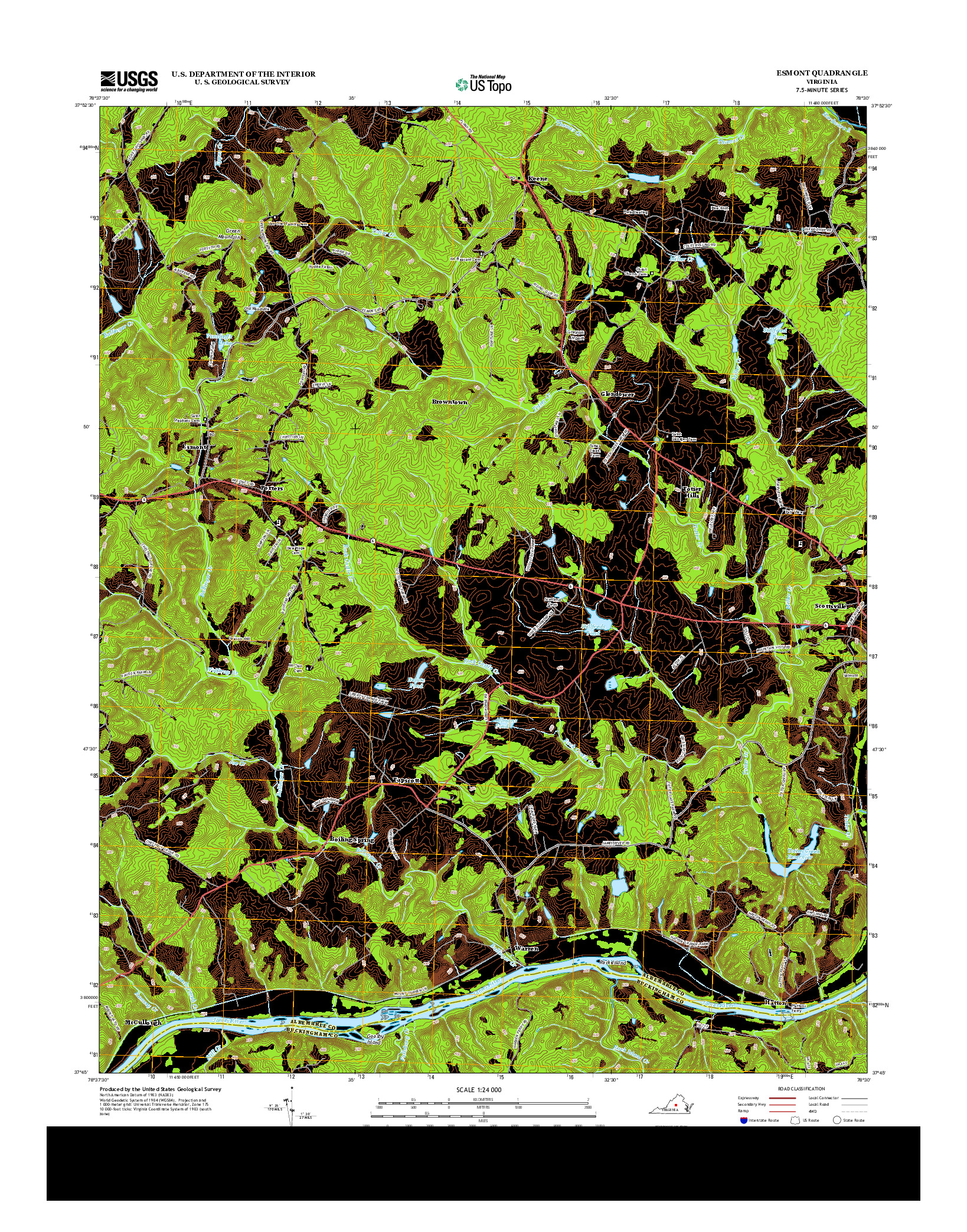 USGS US TOPO 7.5-MINUTE MAP FOR ESMONT, VA 2013