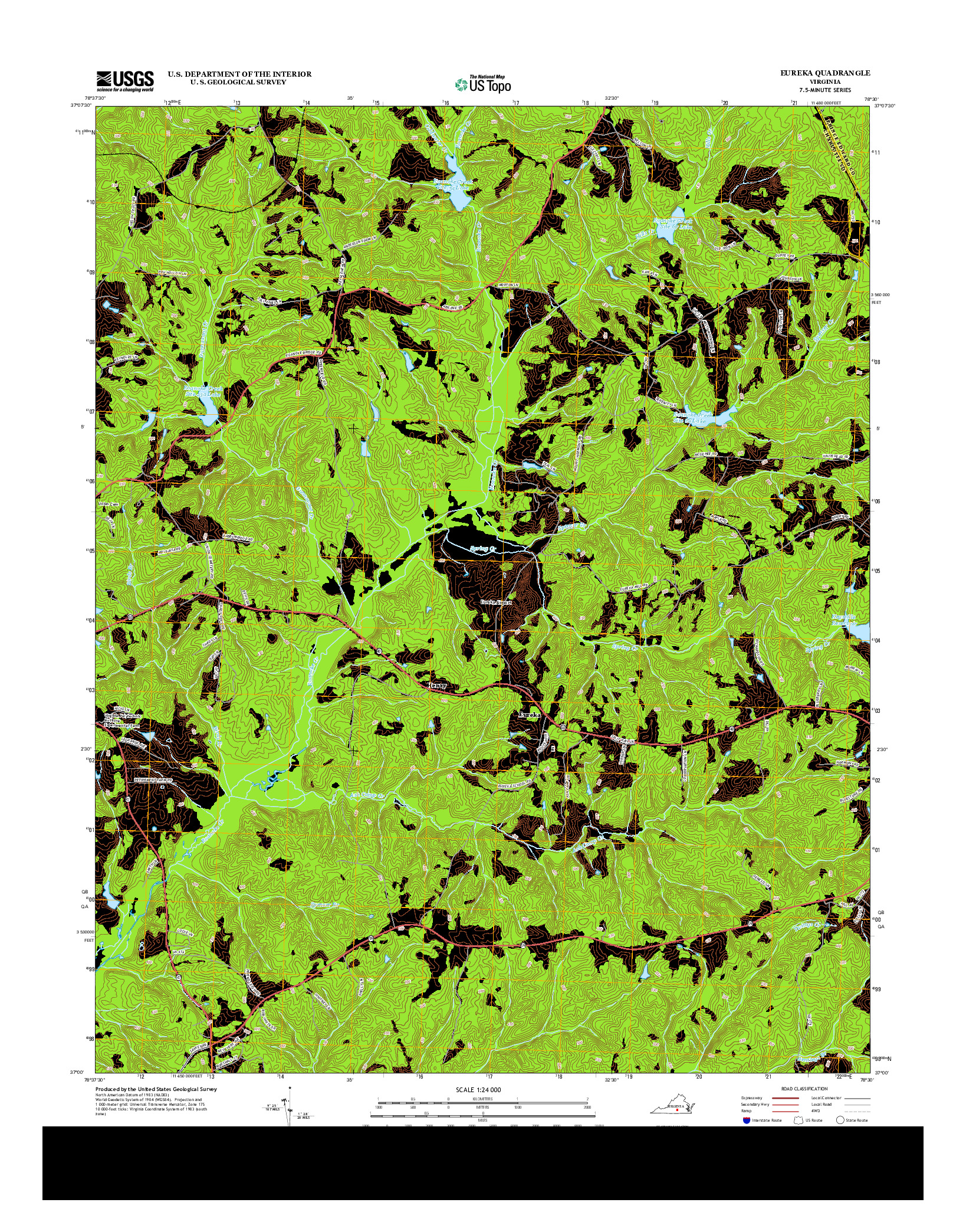 USGS US TOPO 7.5-MINUTE MAP FOR EUREKA, VA 2013