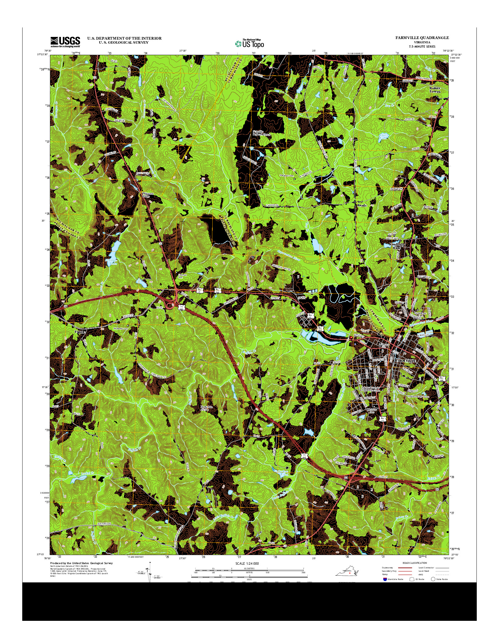 USGS US TOPO 7.5-MINUTE MAP FOR FARMVILLE, VA 2013
