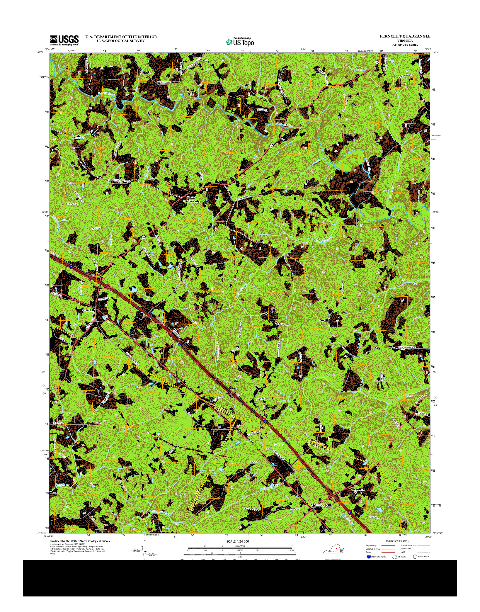 USGS US TOPO 7.5-MINUTE MAP FOR FERNCLIFF, VA 2013