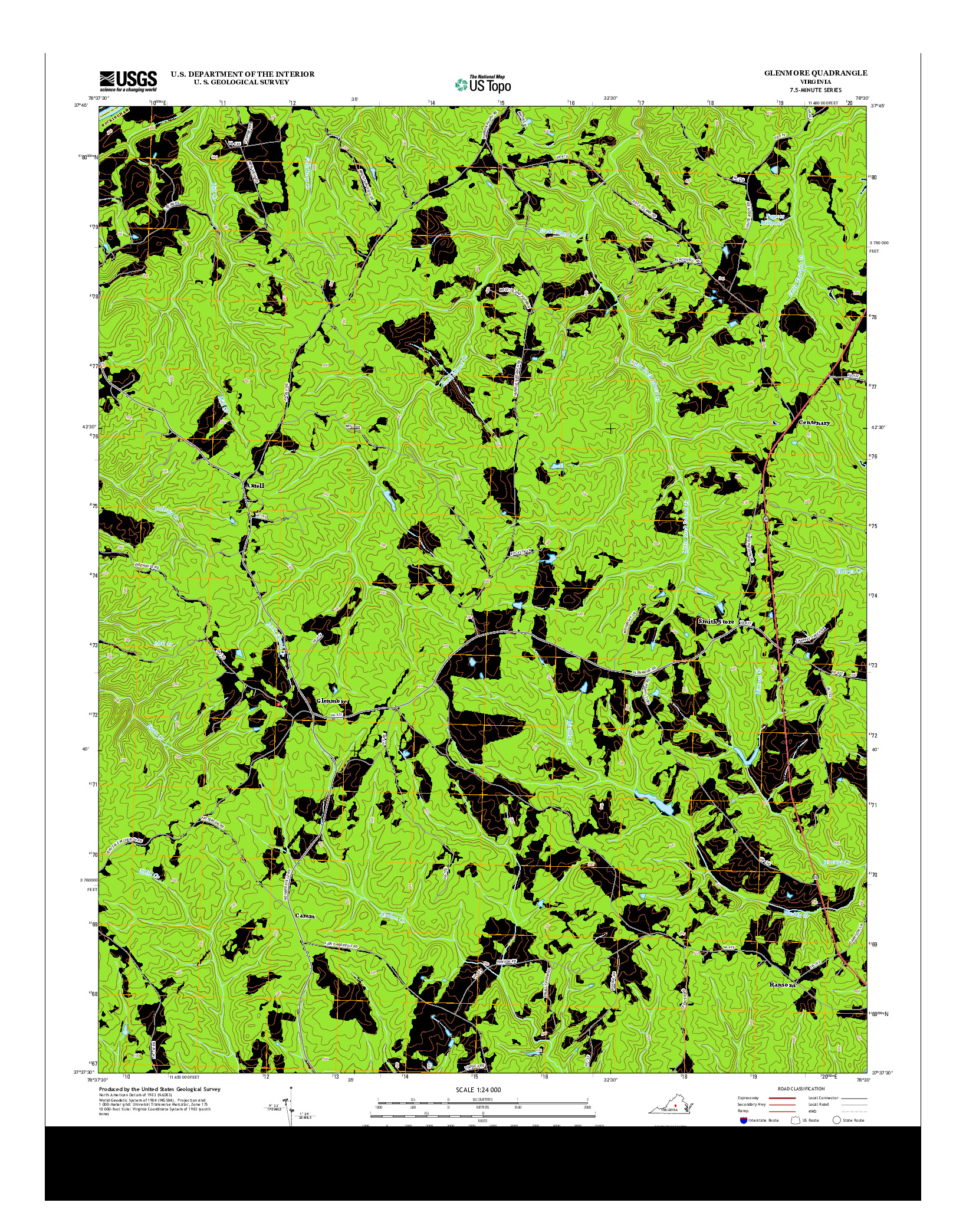 USGS US TOPO 7.5-MINUTE MAP FOR GLENMORE, VA 2013