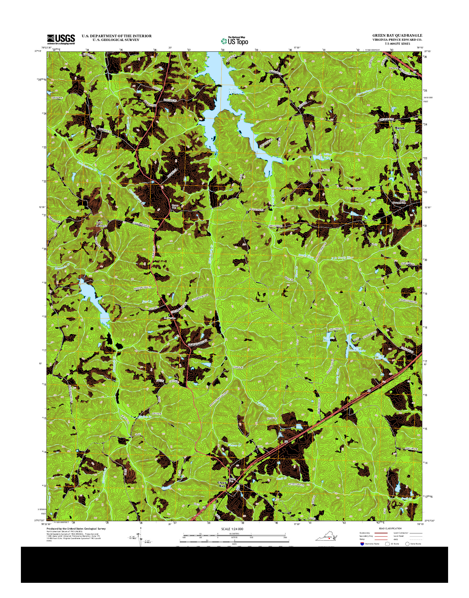 USGS US TOPO 7.5-MINUTE MAP FOR GREEN BAY, VA 2013