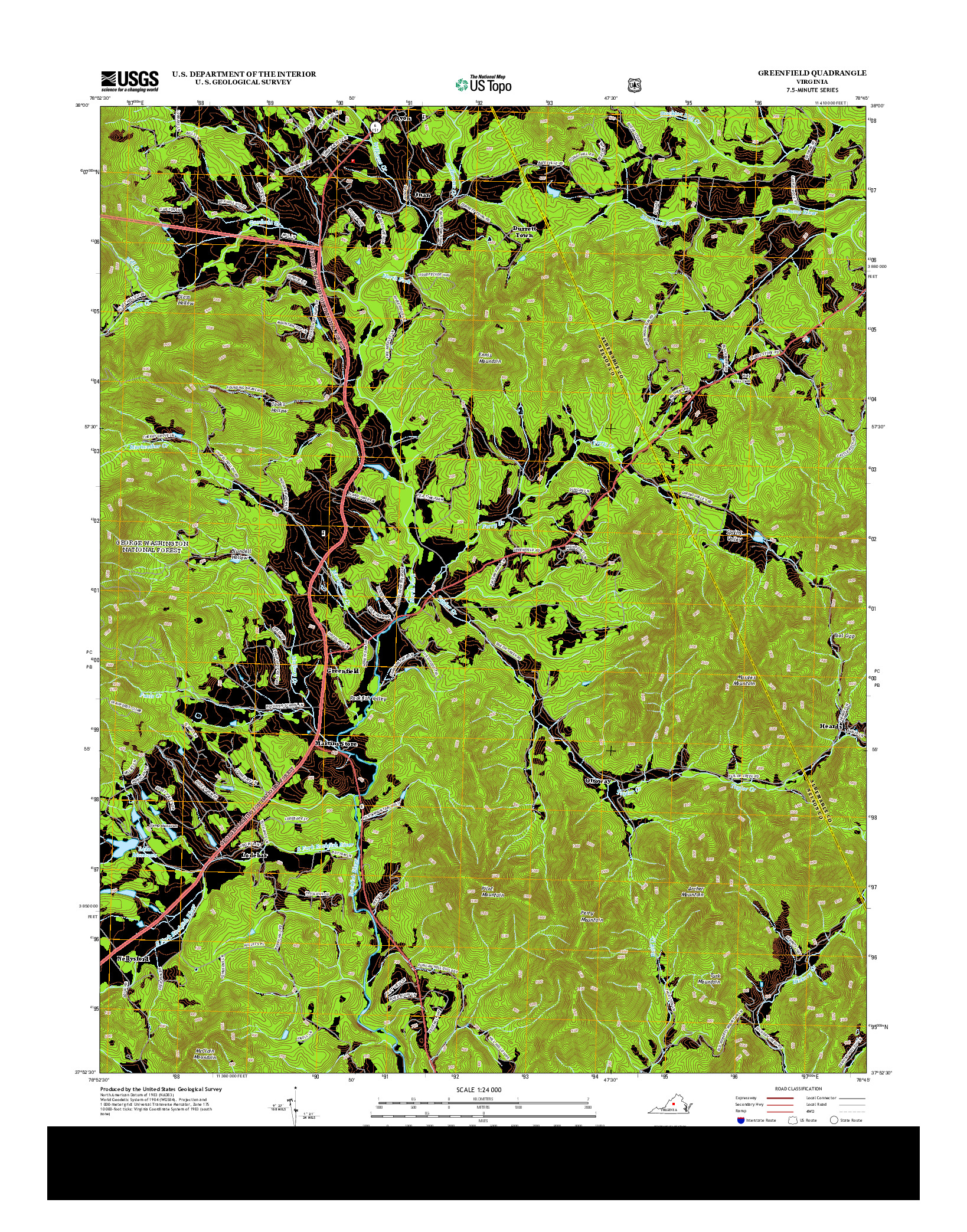 USGS US TOPO 7.5-MINUTE MAP FOR GREENFIELD, VA 2013