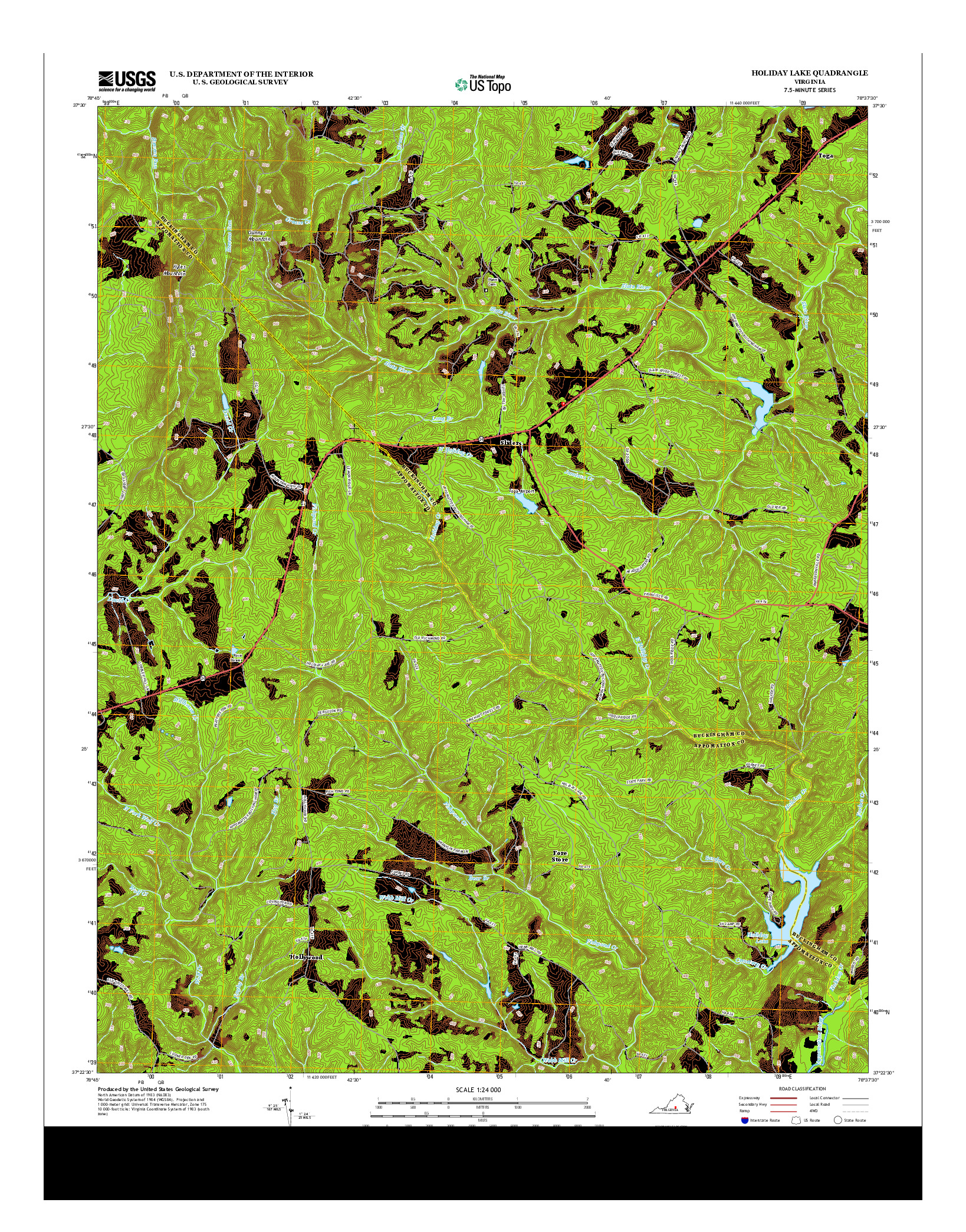 USGS US TOPO 7.5-MINUTE MAP FOR HOLIDAY LAKE, VA 2013