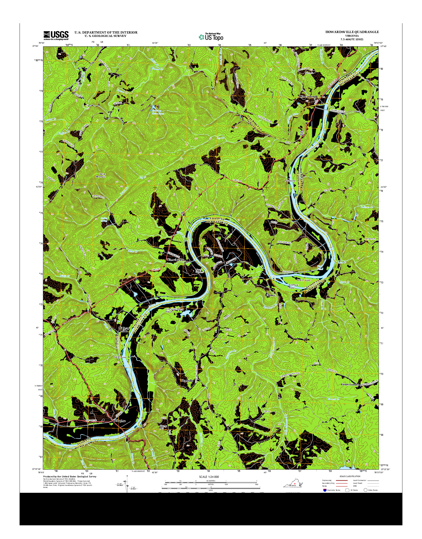 USGS US TOPO 7.5-MINUTE MAP FOR HOWARDSVILLE, VA 2013