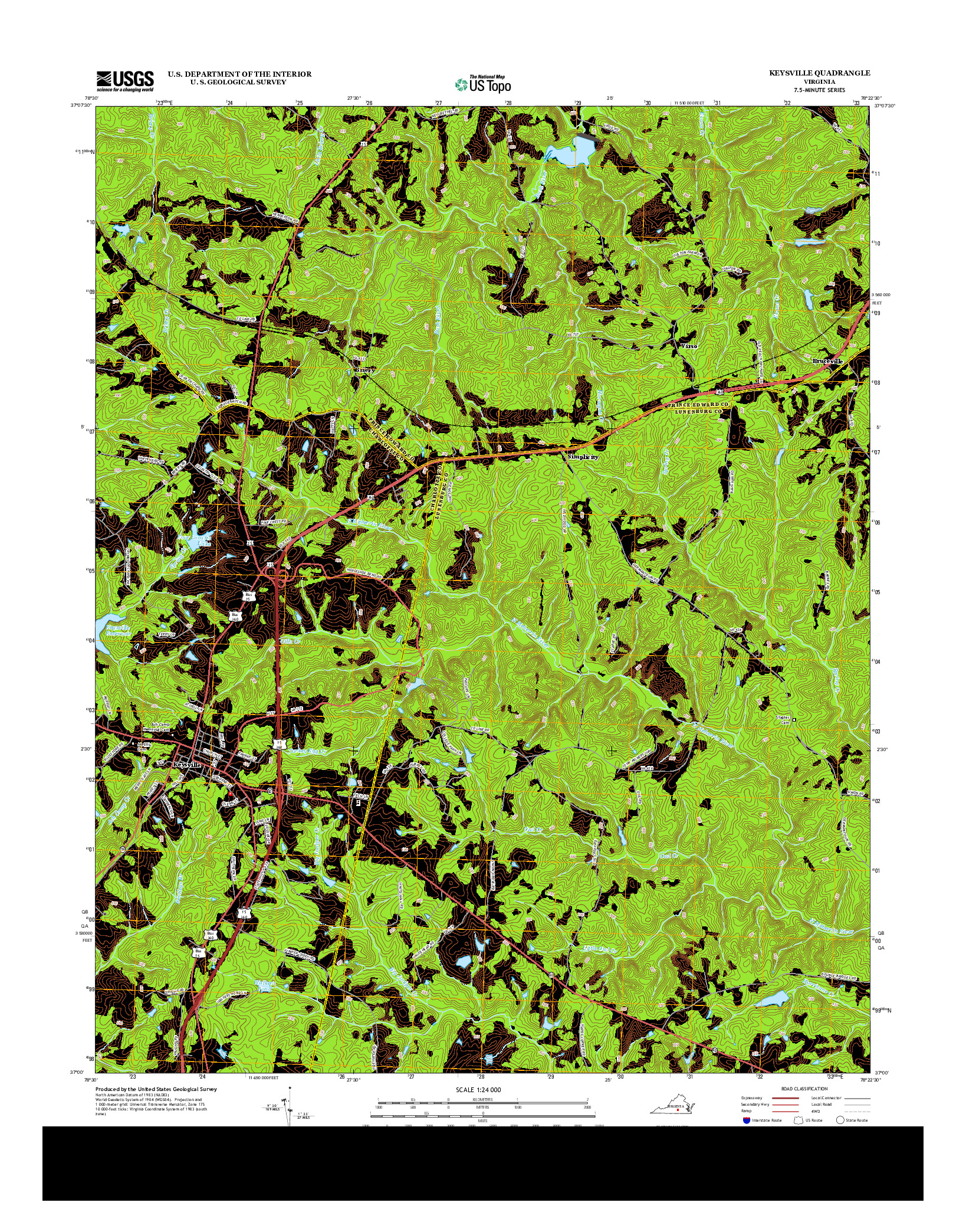 USGS US TOPO 7.5-MINUTE MAP FOR KEYSVILLE, VA 2013