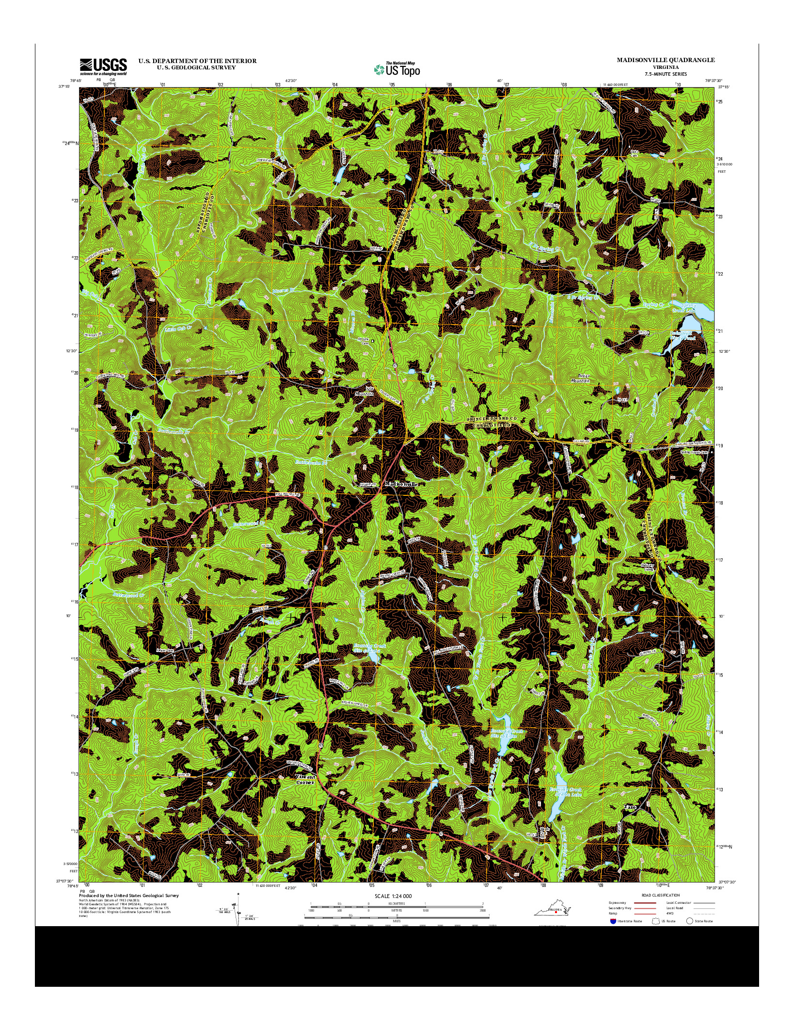 USGS US TOPO 7.5-MINUTE MAP FOR MADISONVILLE, VA 2013