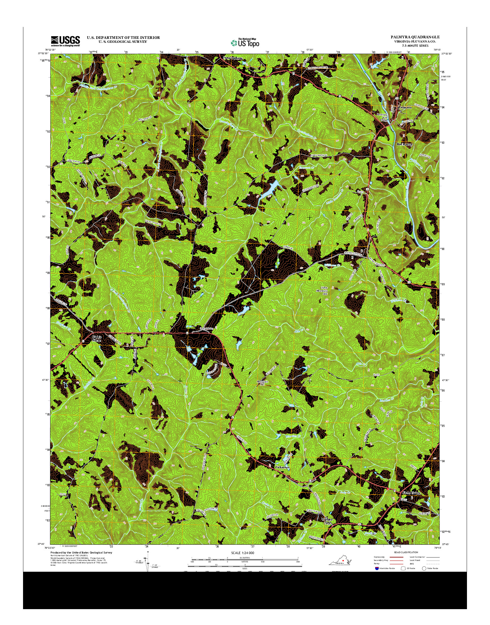 USGS US TOPO 7.5-MINUTE MAP FOR PALMYRA, VA 2013