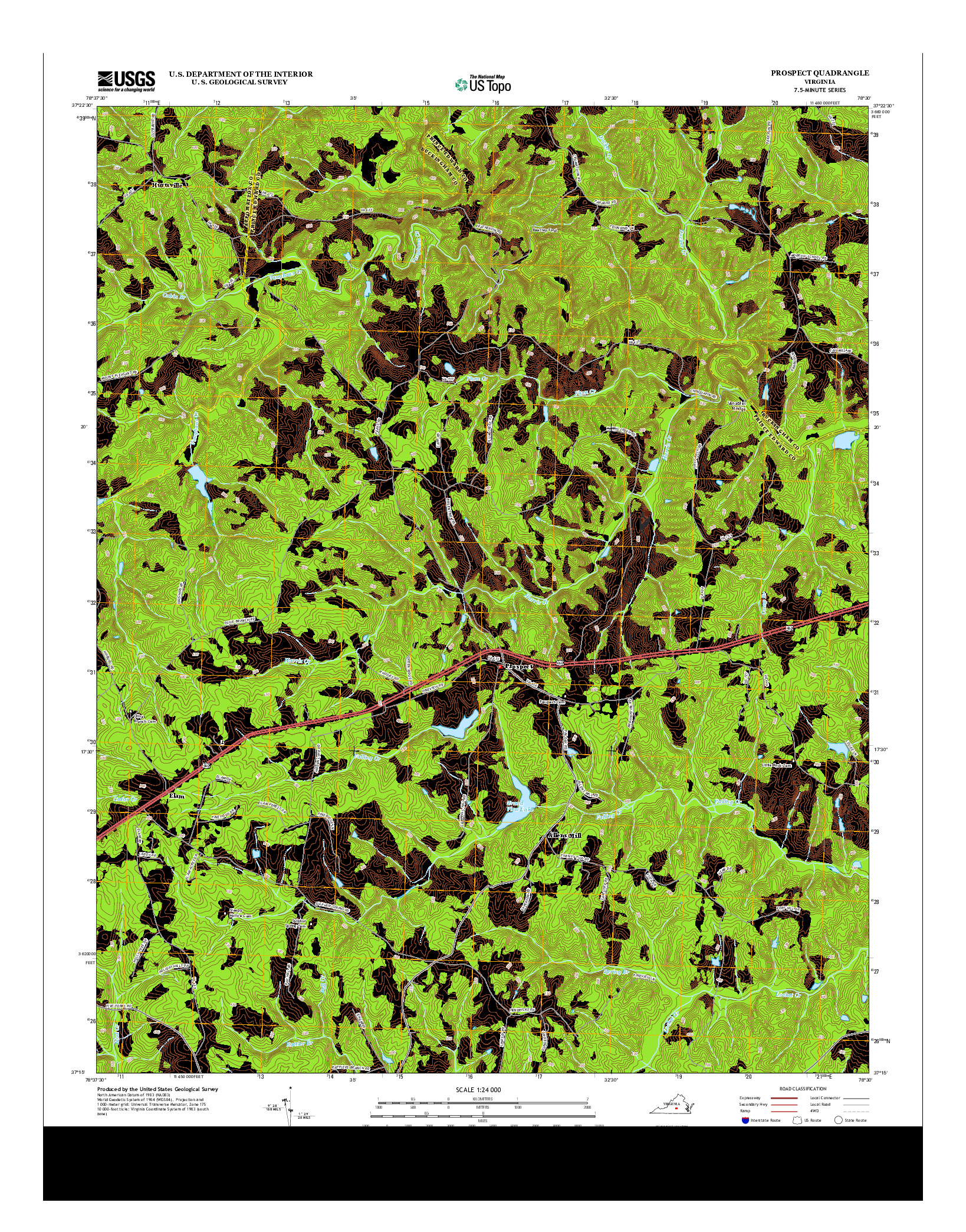 USGS US TOPO 7.5-MINUTE MAP FOR PROSPECT, VA 2013