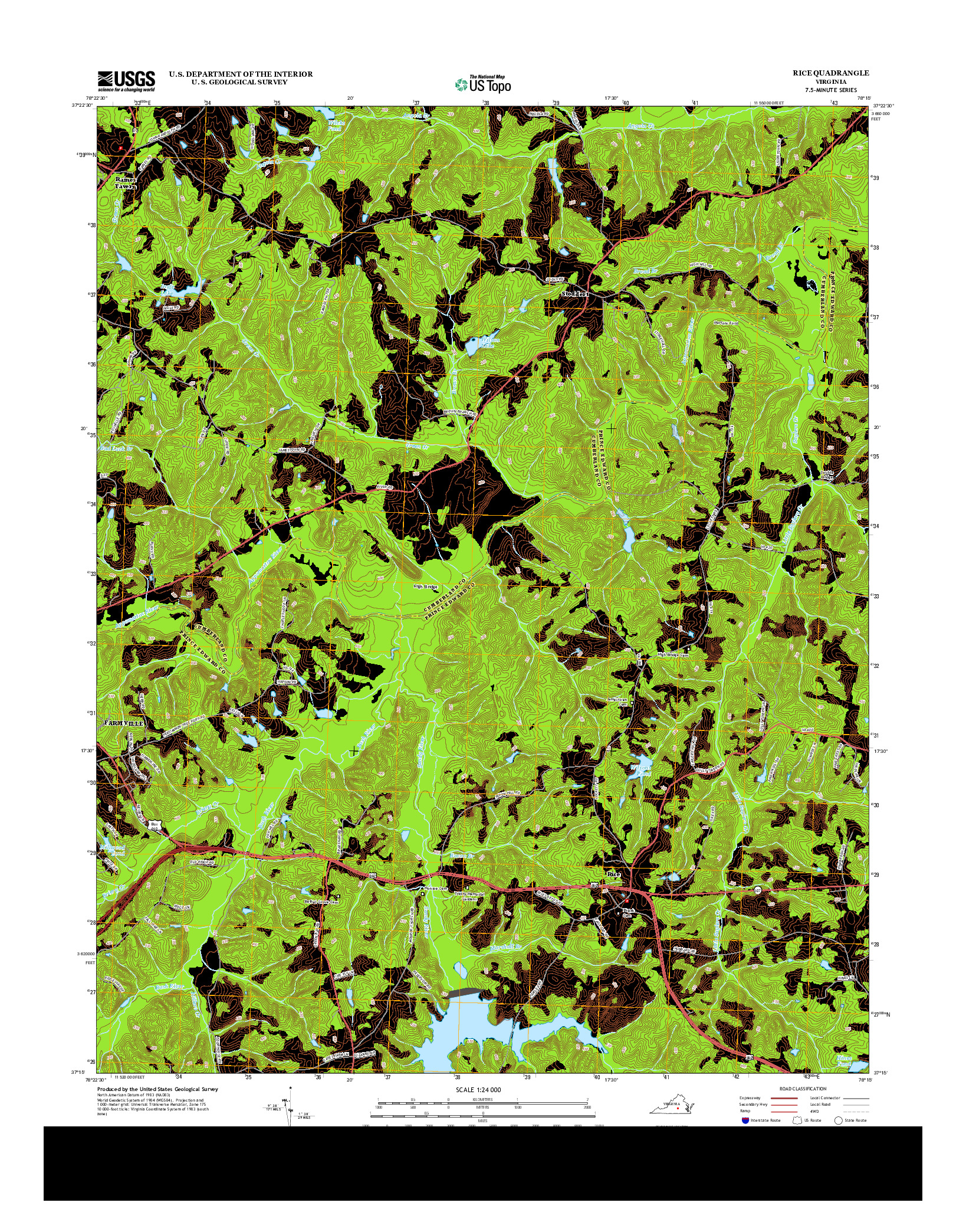 USGS US TOPO 7.5-MINUTE MAP FOR RICE, VA 2013