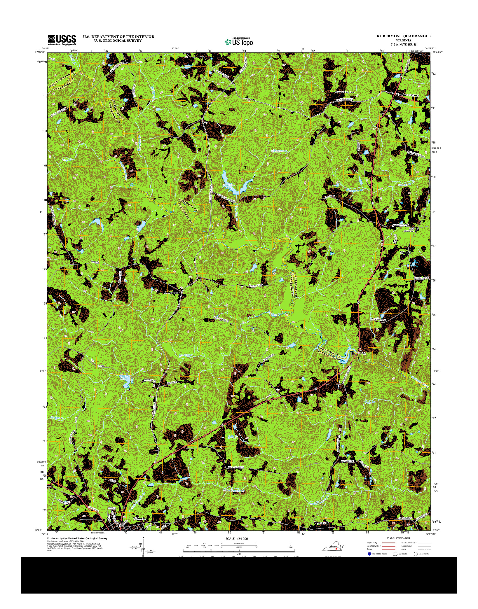 USGS US TOPO 7.5-MINUTE MAP FOR RUBERMONT, VA 2013